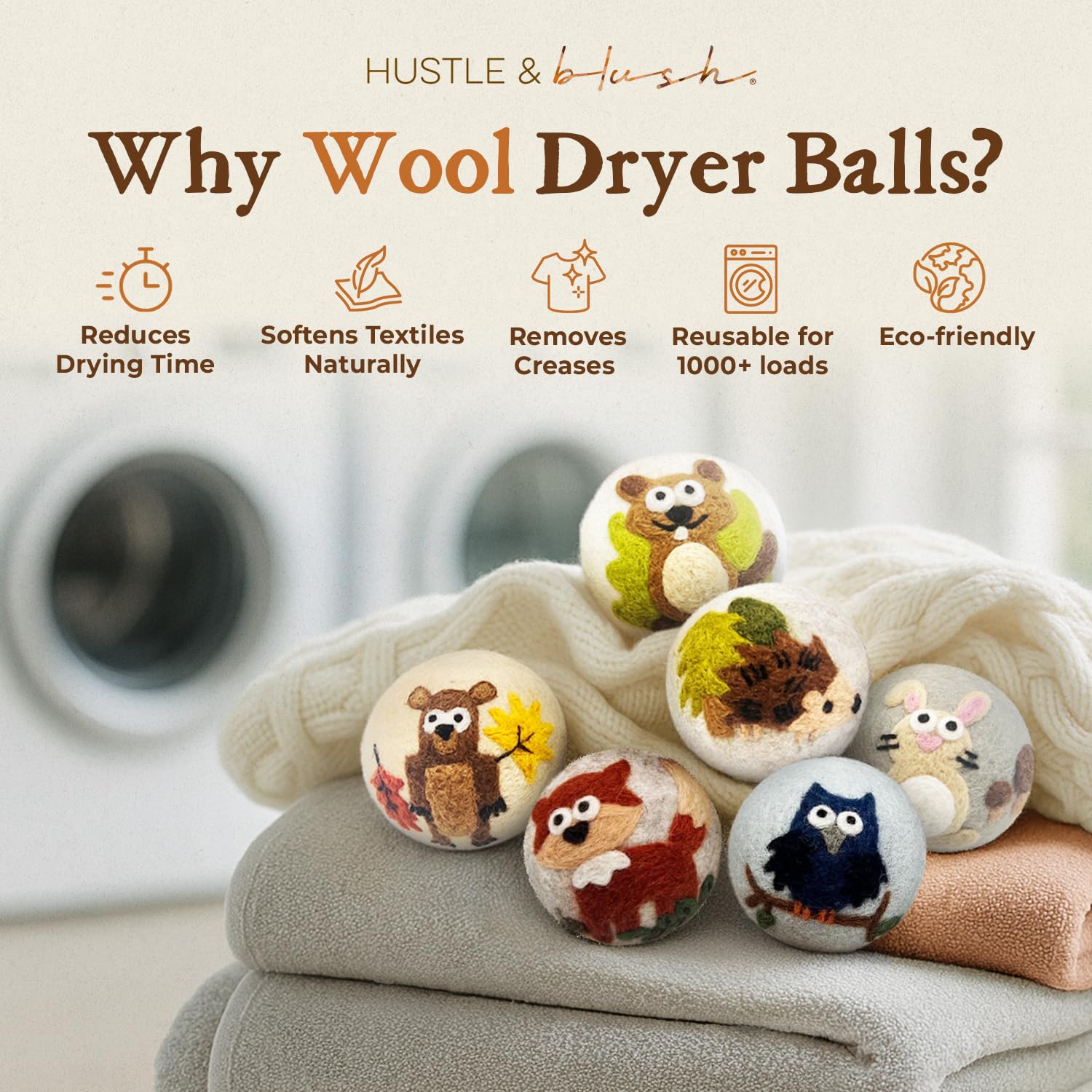 Fluff Ewes Wool Dryer Balls 6 Pack (6 Count)