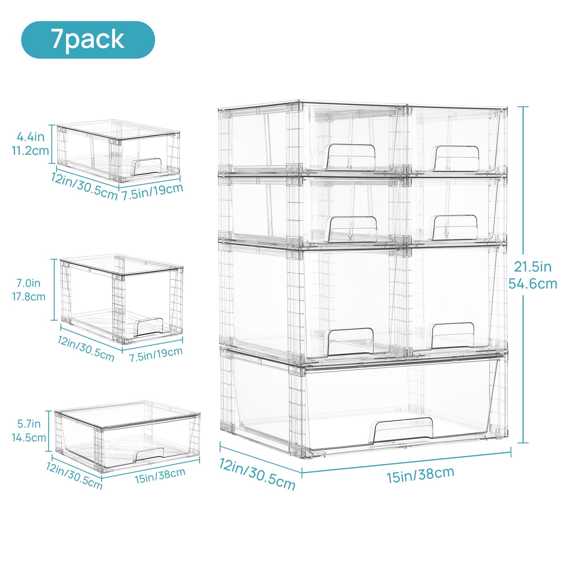 Clear Stackable Storage Drawers (7 Count)