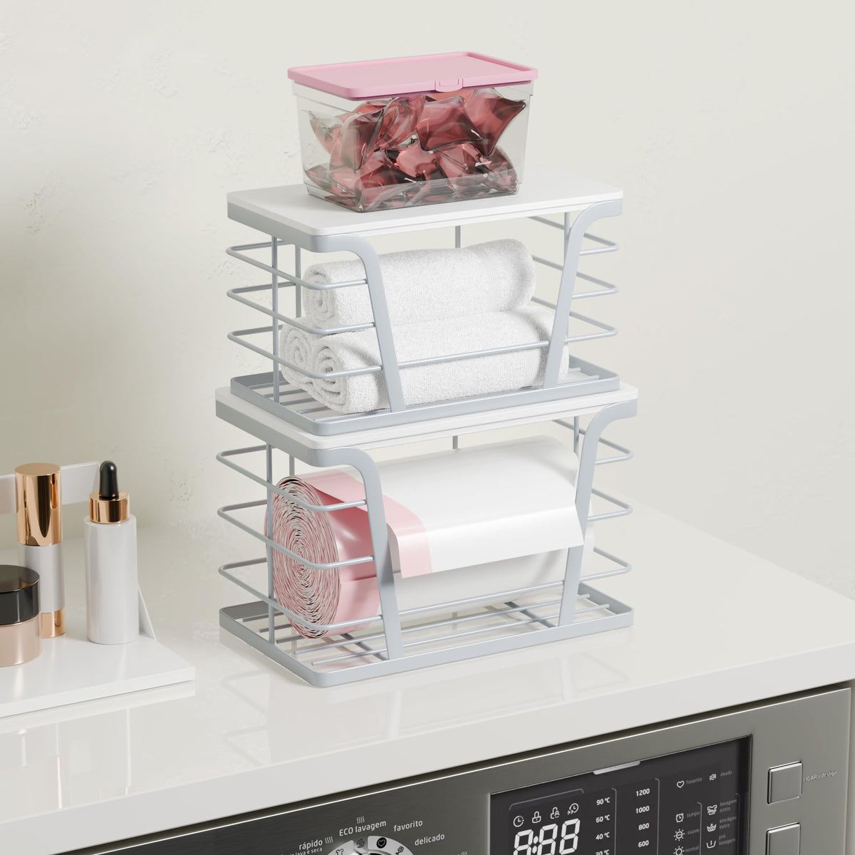 2 Pack Gray Trash Bag Organizer for Kitchen and Pantry (2 Count)