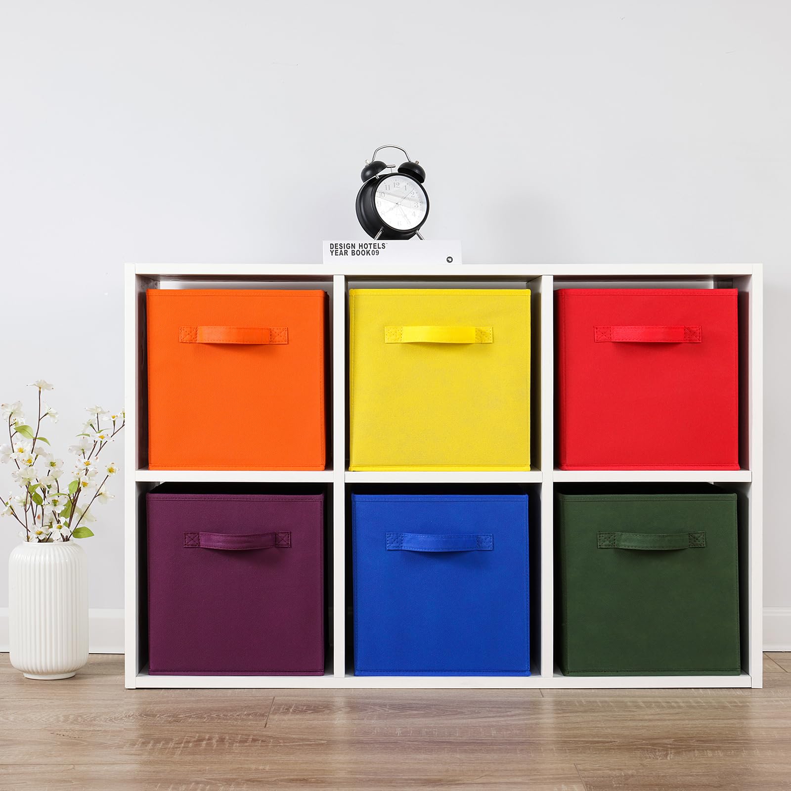 13x13x13 Inch Fabric Storage Bins 6 Pack Fun Colored Durable Storage Cubes with Handles Foldable Cube Baskets for Home (6 Count)