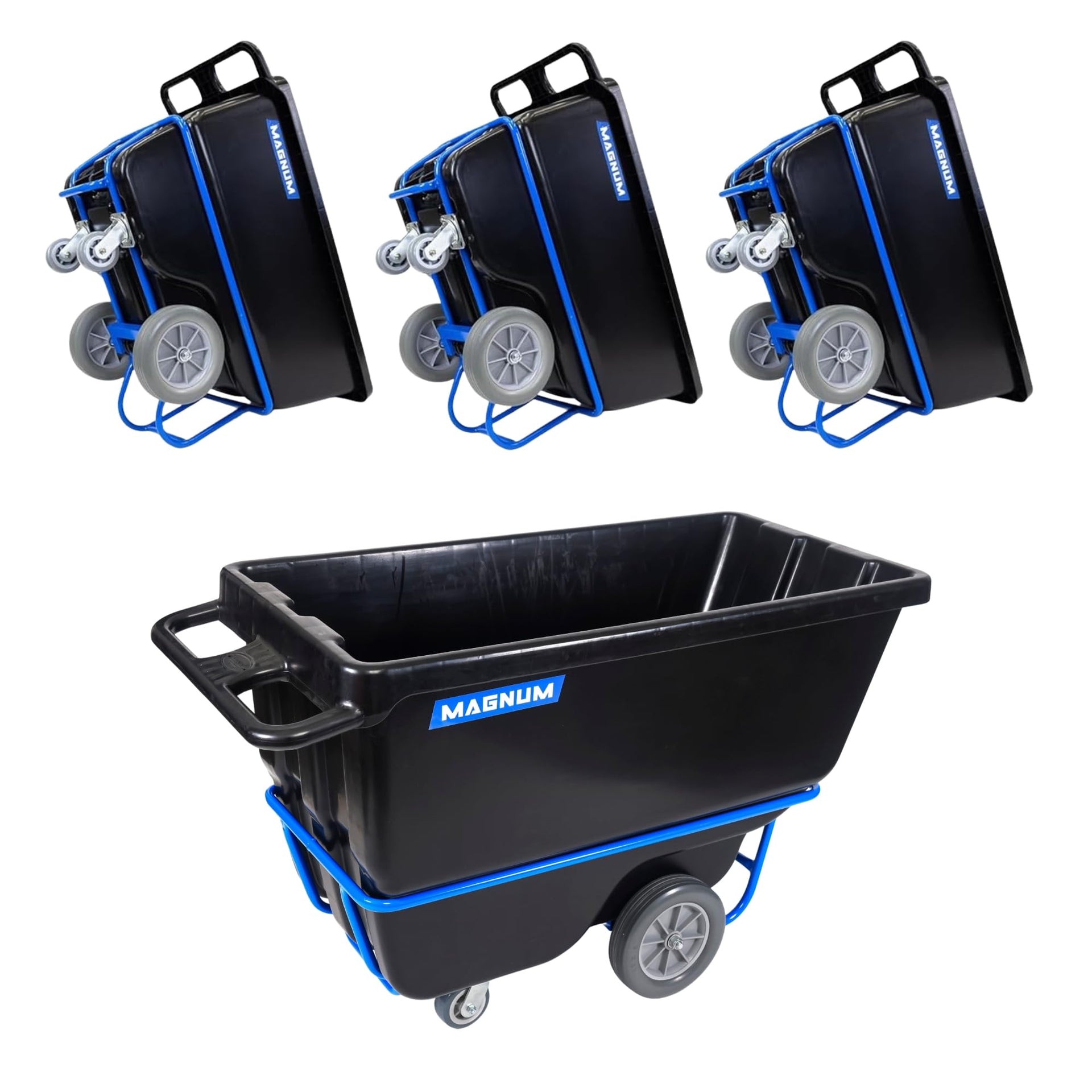 Tilt Truck, 1/2 Cu. Yd. Capacity Dump Cart with Non-Marking 12” Wheels & 5” Casters & Forklift-able Frame for Jobsites, 850 lbs, Trash Cart with Wheels DUC12T-F-NM-04PK (4-Pack) (4 Count)