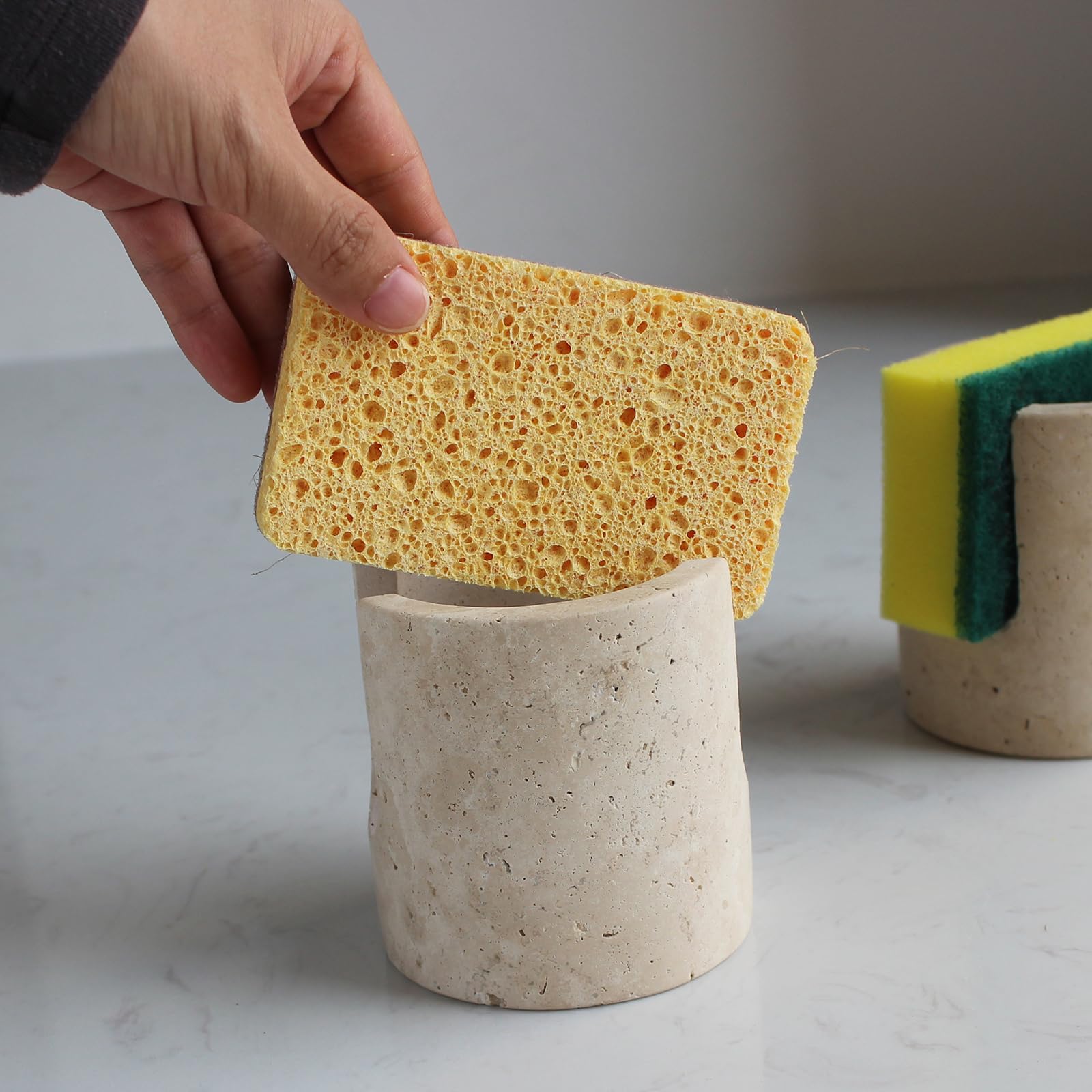 Natural Travertine Marble Sponge Holder for Kitchen Sink