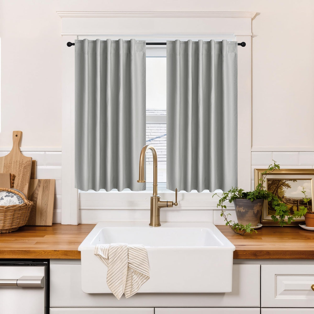 100% Blackout Short Curtains for Small Window (2 Count)