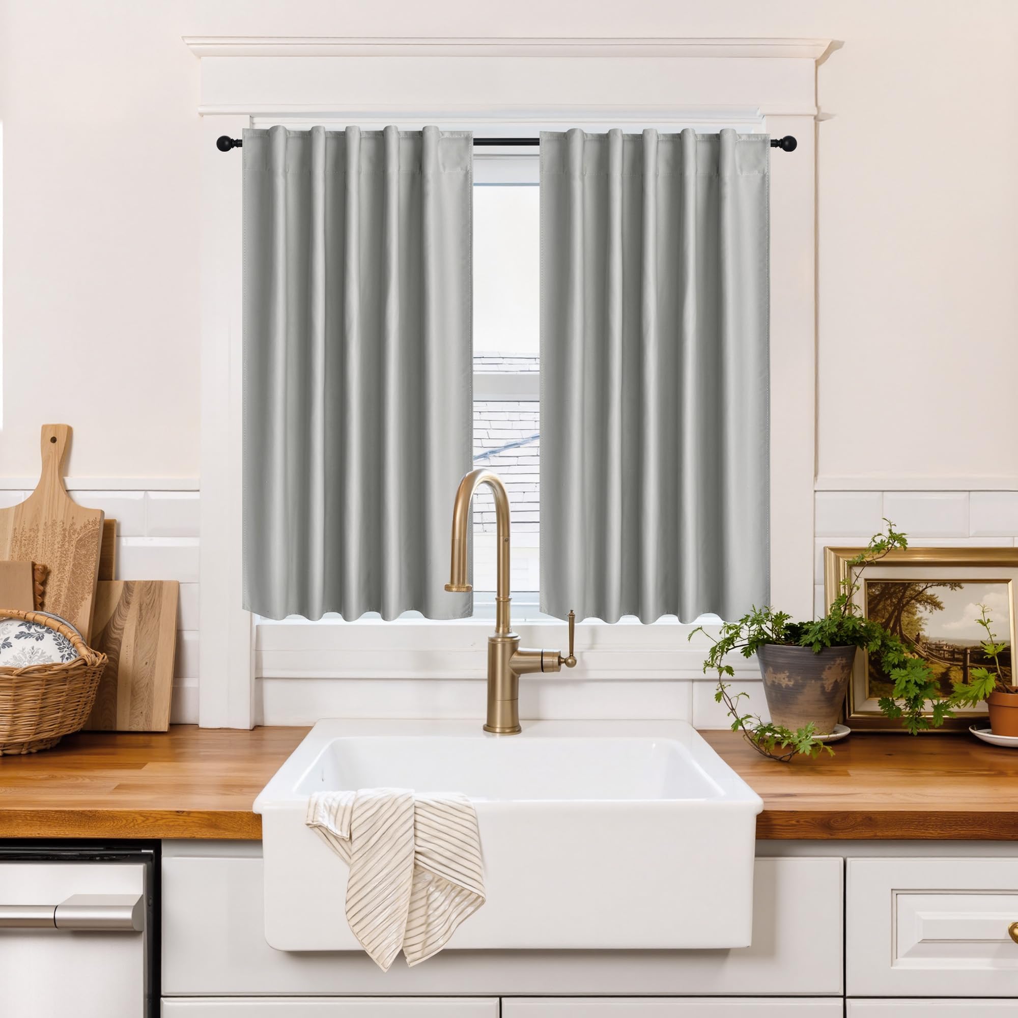 100% Blackout Short Curtains for Small Window (2 Count)