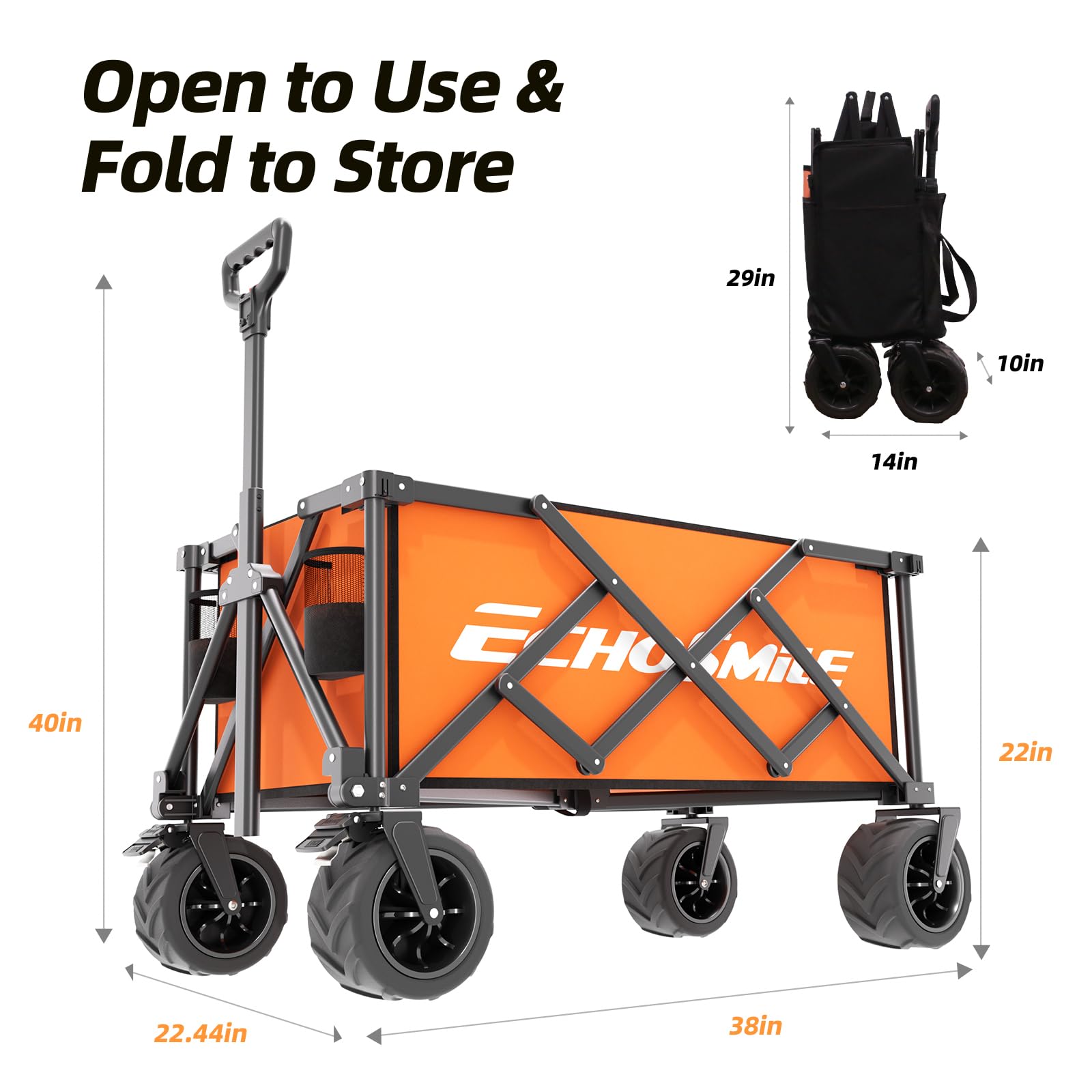 Wagons Carts Foldable Heavy Duty with 400Lbs Wt