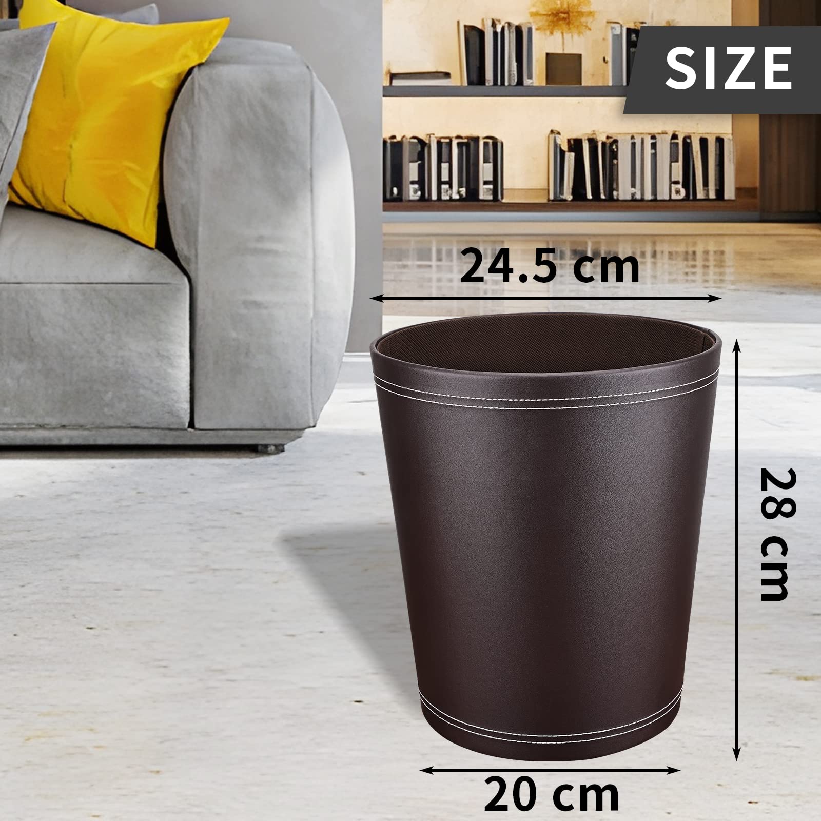 Pu Leather Trash Can for Bedroom