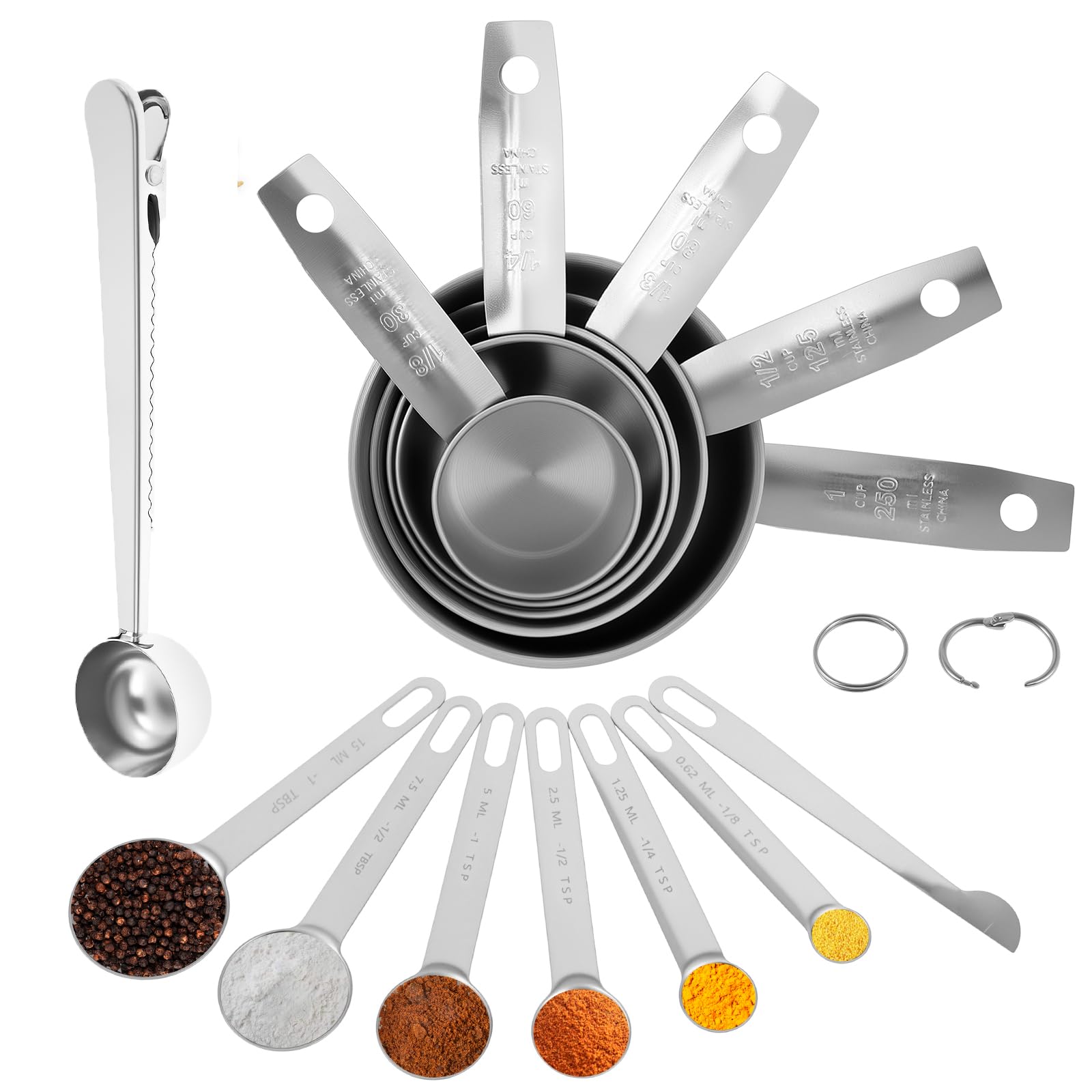 13PCS Stainless Steel Measuring Cups and Spoons Sets