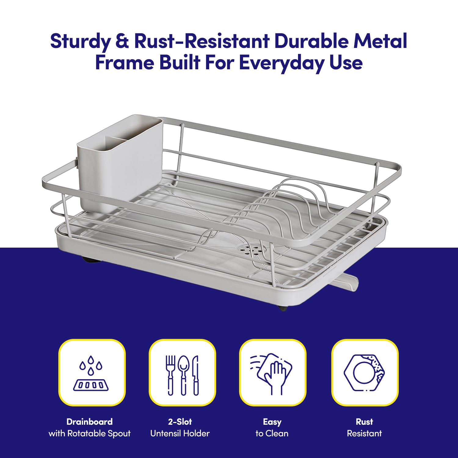 Dish Drying Rack 3 Piece Dish Drainer with Drainboard Set for Kitchen Counter