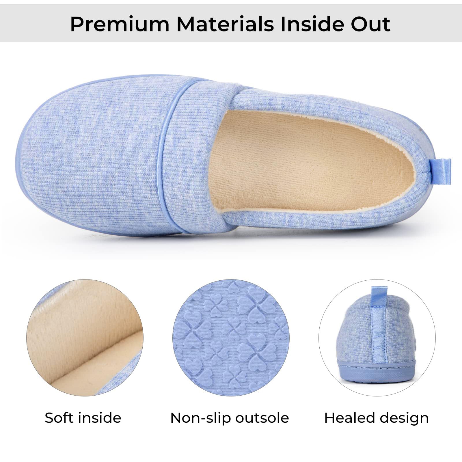 Women's Comfy Loafer Slippers House Shoes Blue