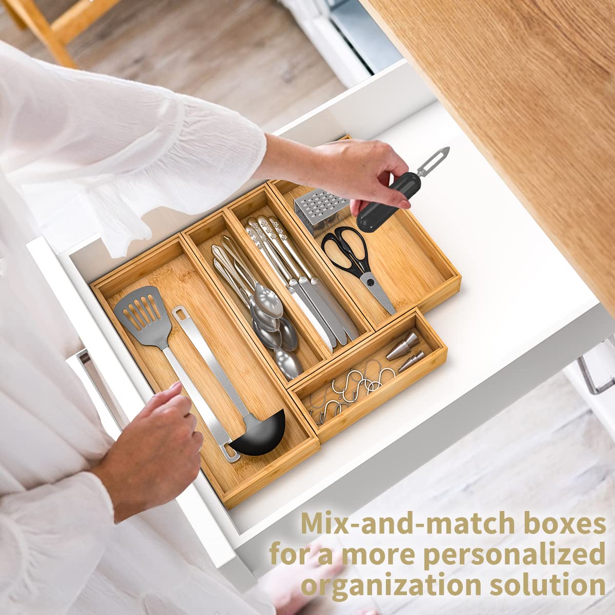 Bamboo Kitchen Drawer Organizer 12"x 3" (2 Count)