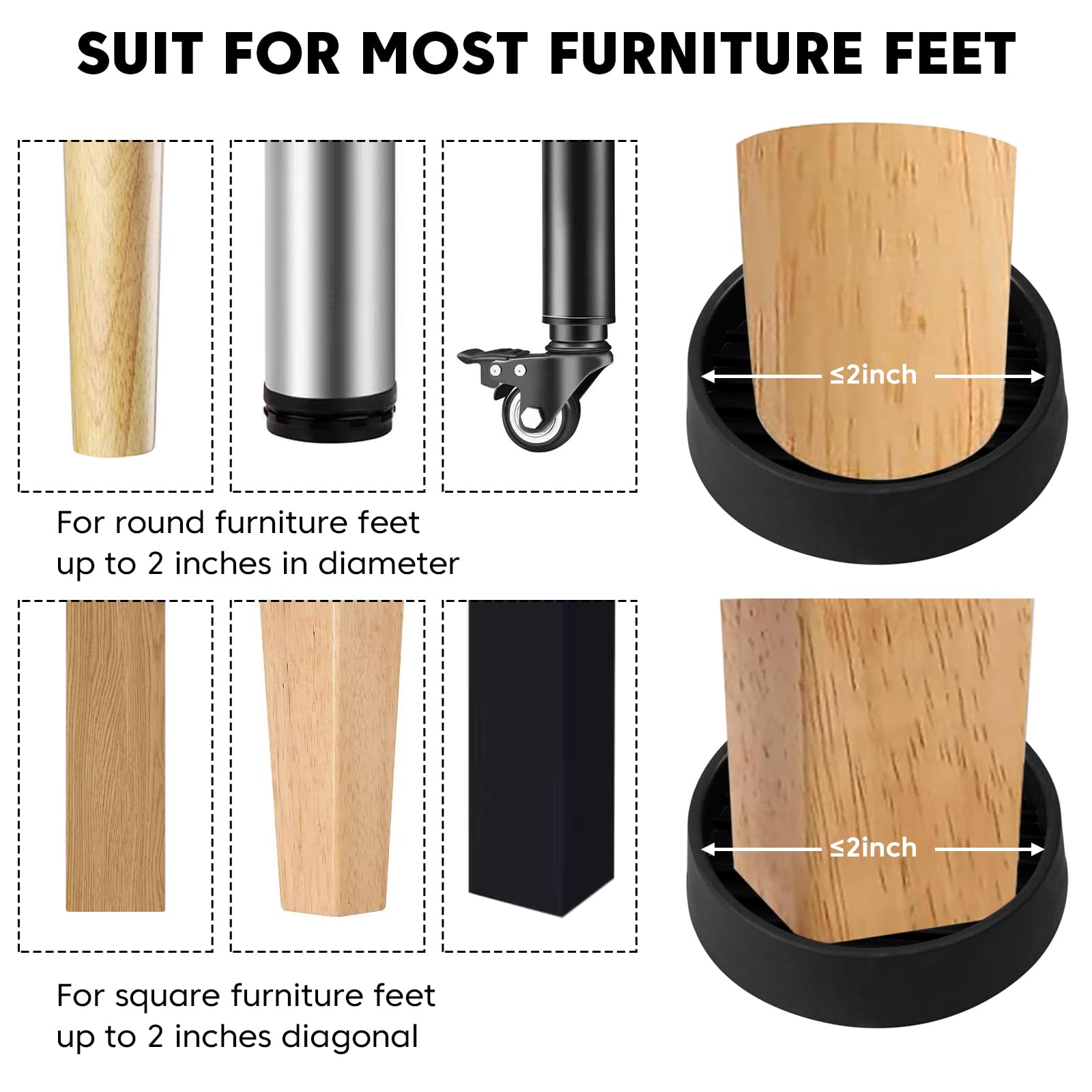 Rubber Furniture Pads for Hardwood Floors (8 Count)