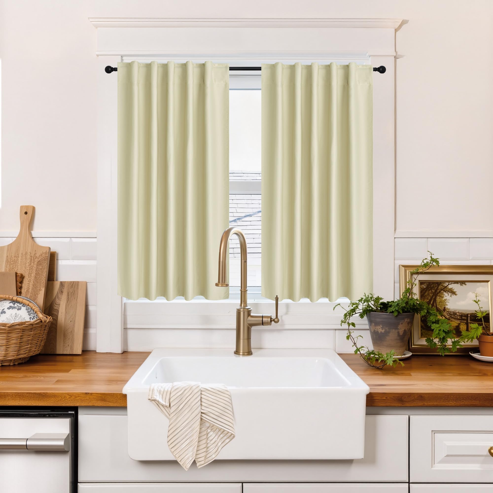 100% Blackout Short Curtains for Small Window (2 Count)