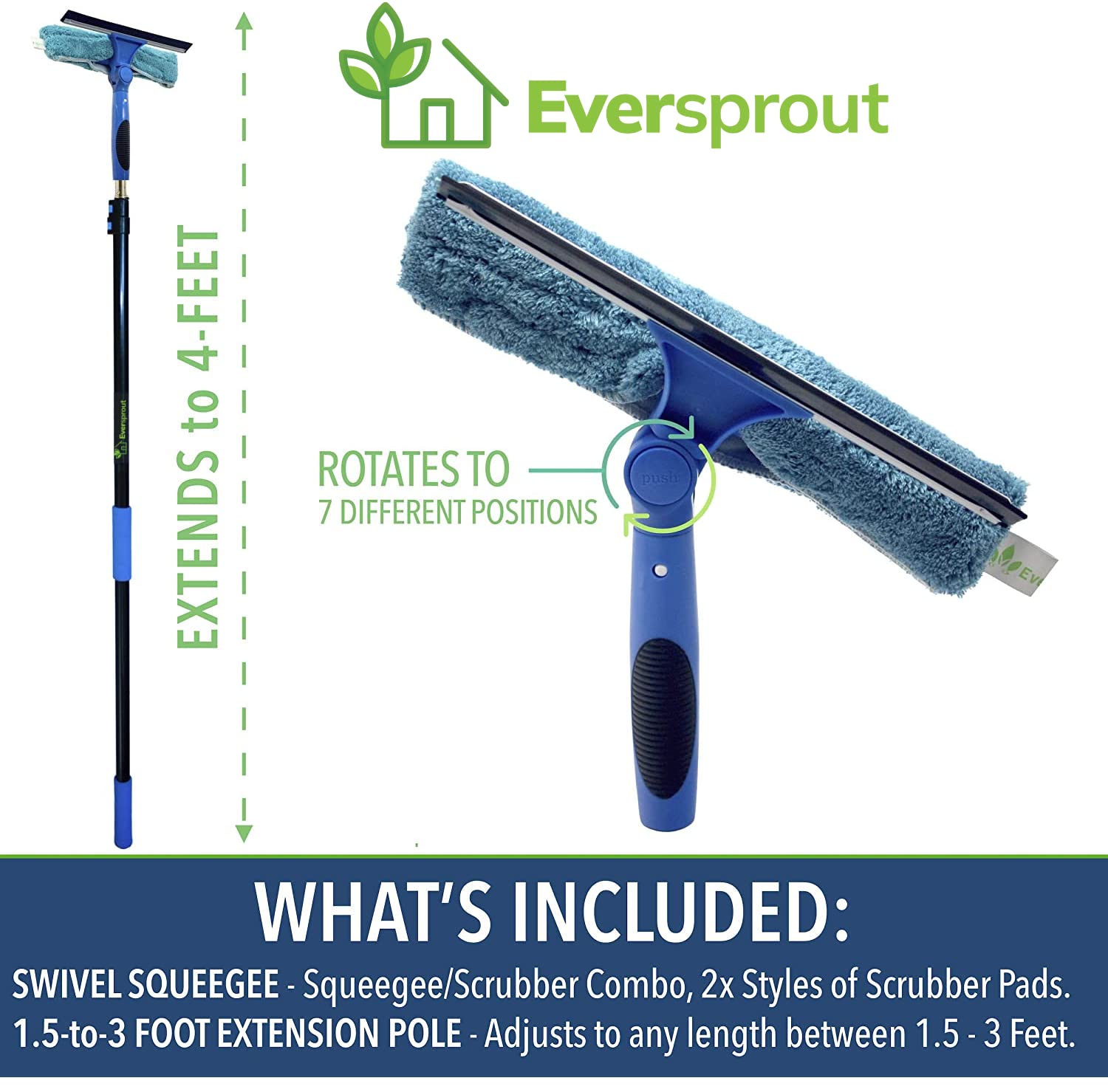Swivel Squeegee & Microfiber Window Scrubber