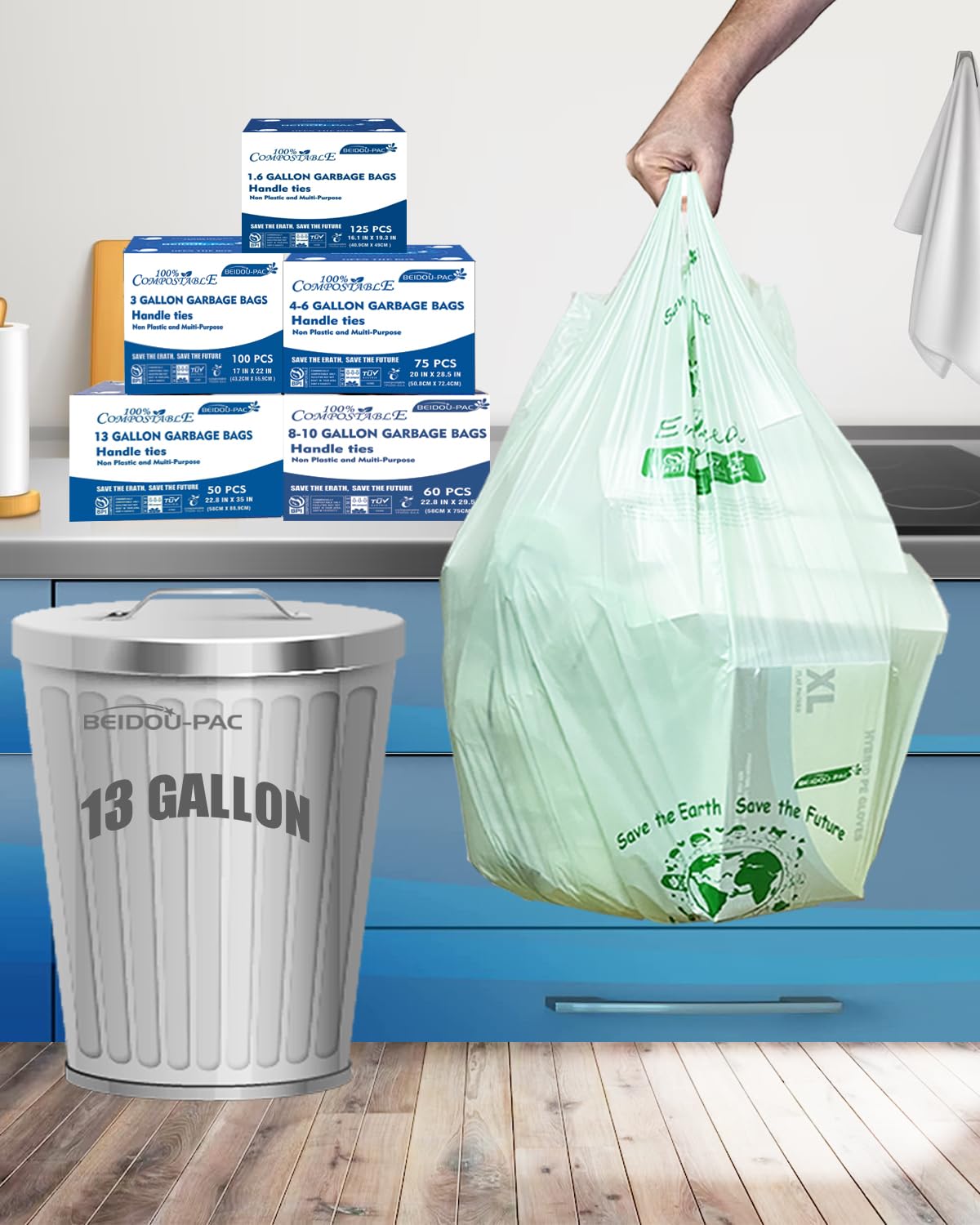 Compostable 13 Gallon Trash Bags (100 Count)