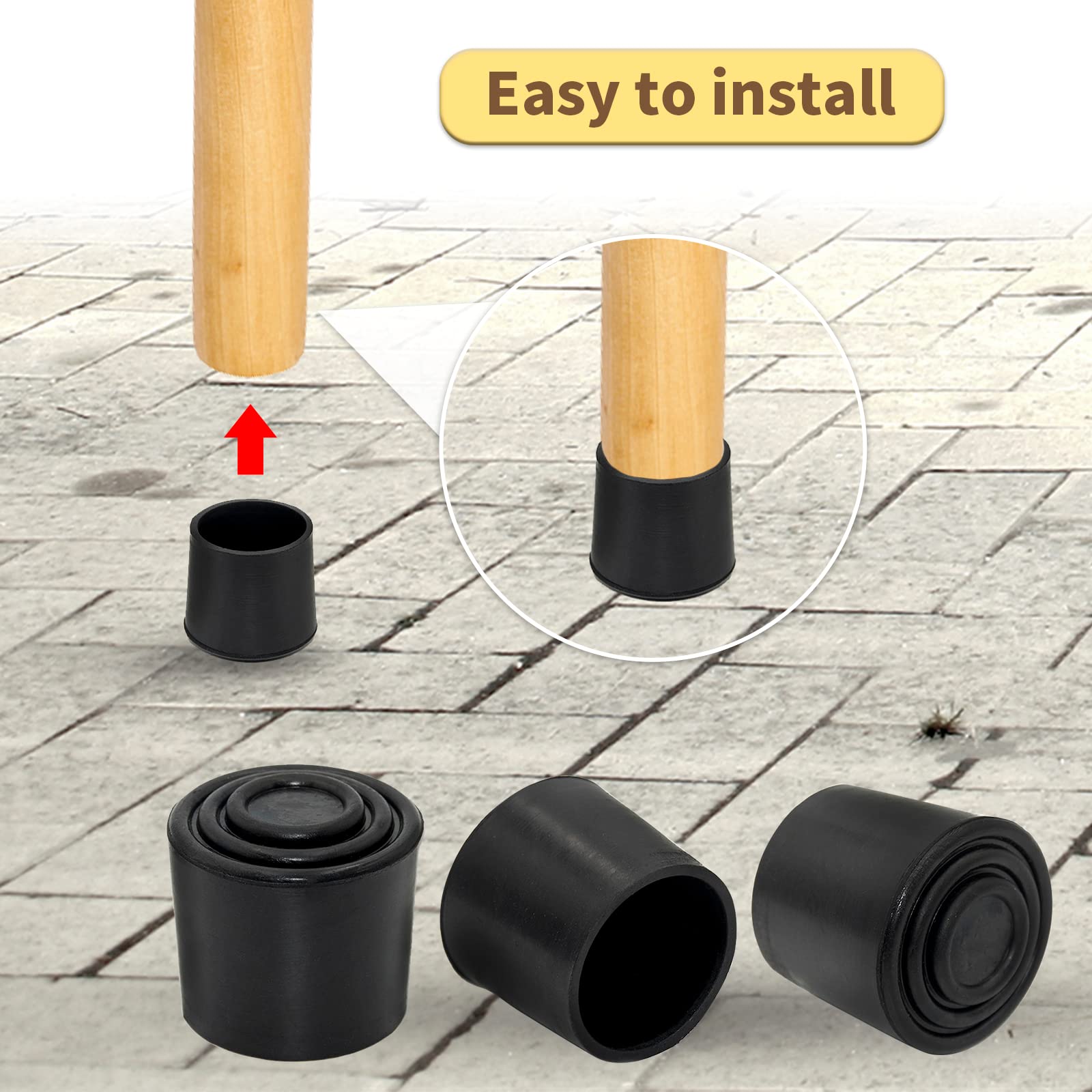 Furniture Table Covers Chair Leg Caps Round Black 32mm 4PCS (4 Count)