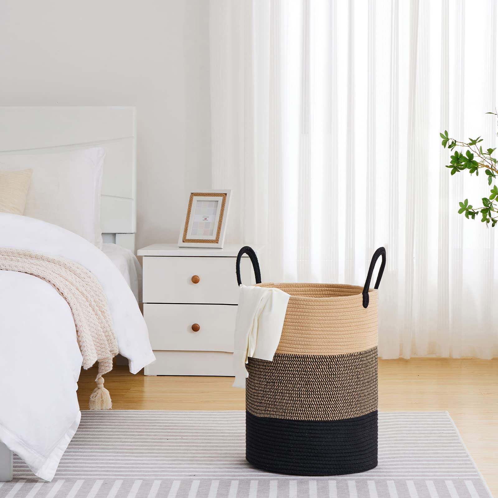58L Tall Woven Laundry Basket Hamper