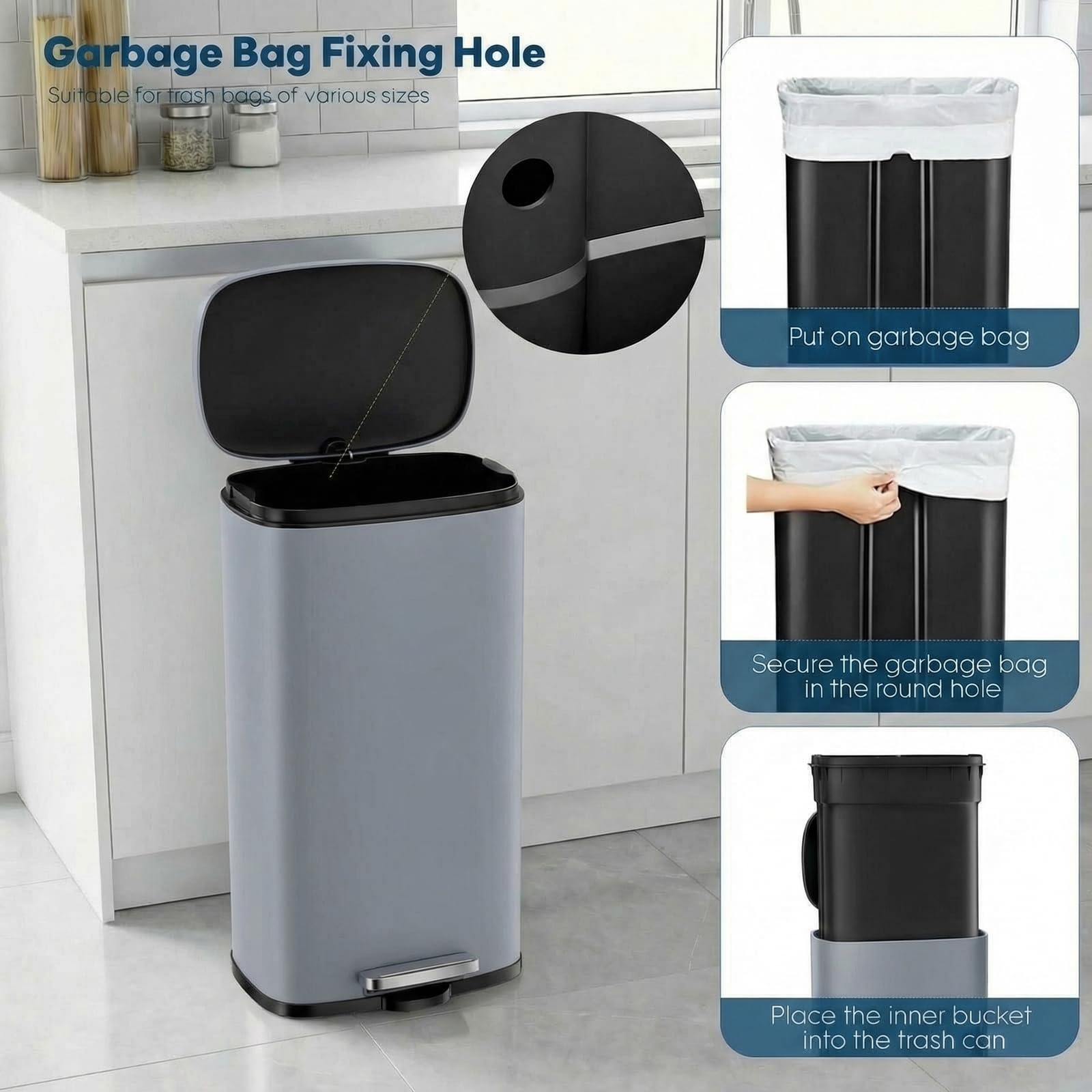 8 Gal Kitchen Trash Can