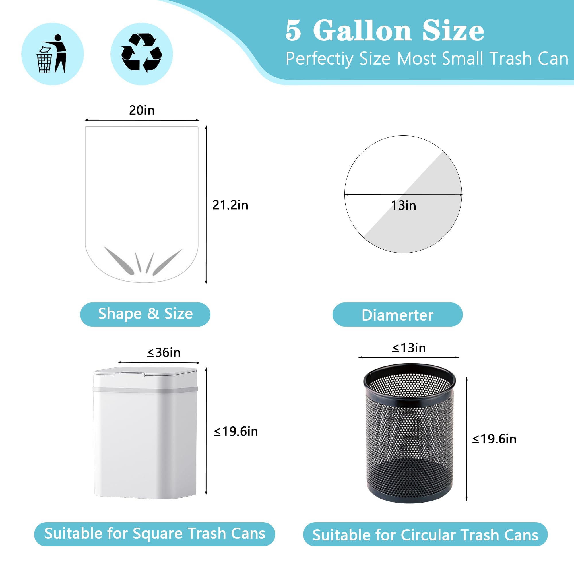 500 Count 5 6 Gallon Trash Bags