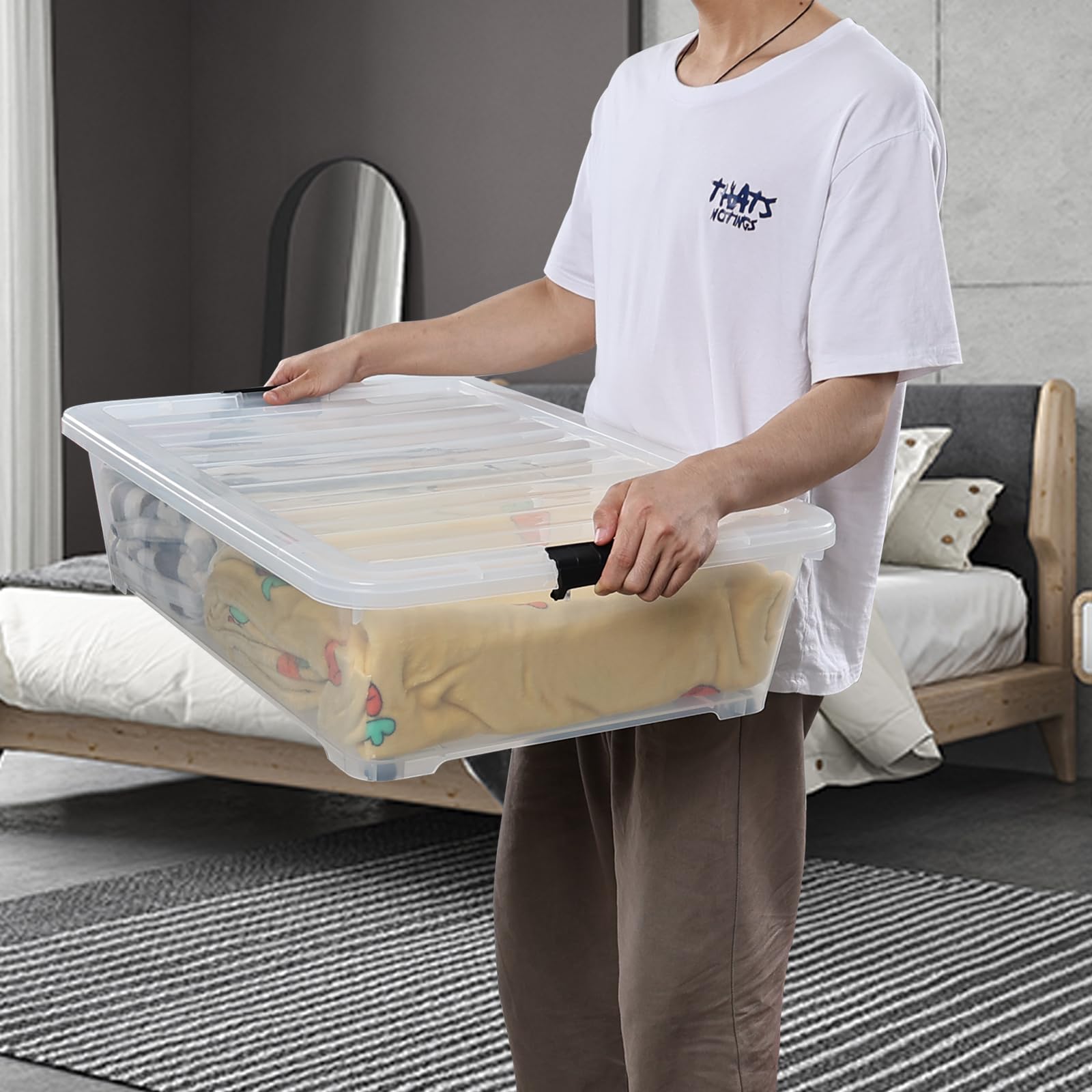 3 Pack 50 Quart Under the Bed Low Profile Storage Boxes (3 Count)