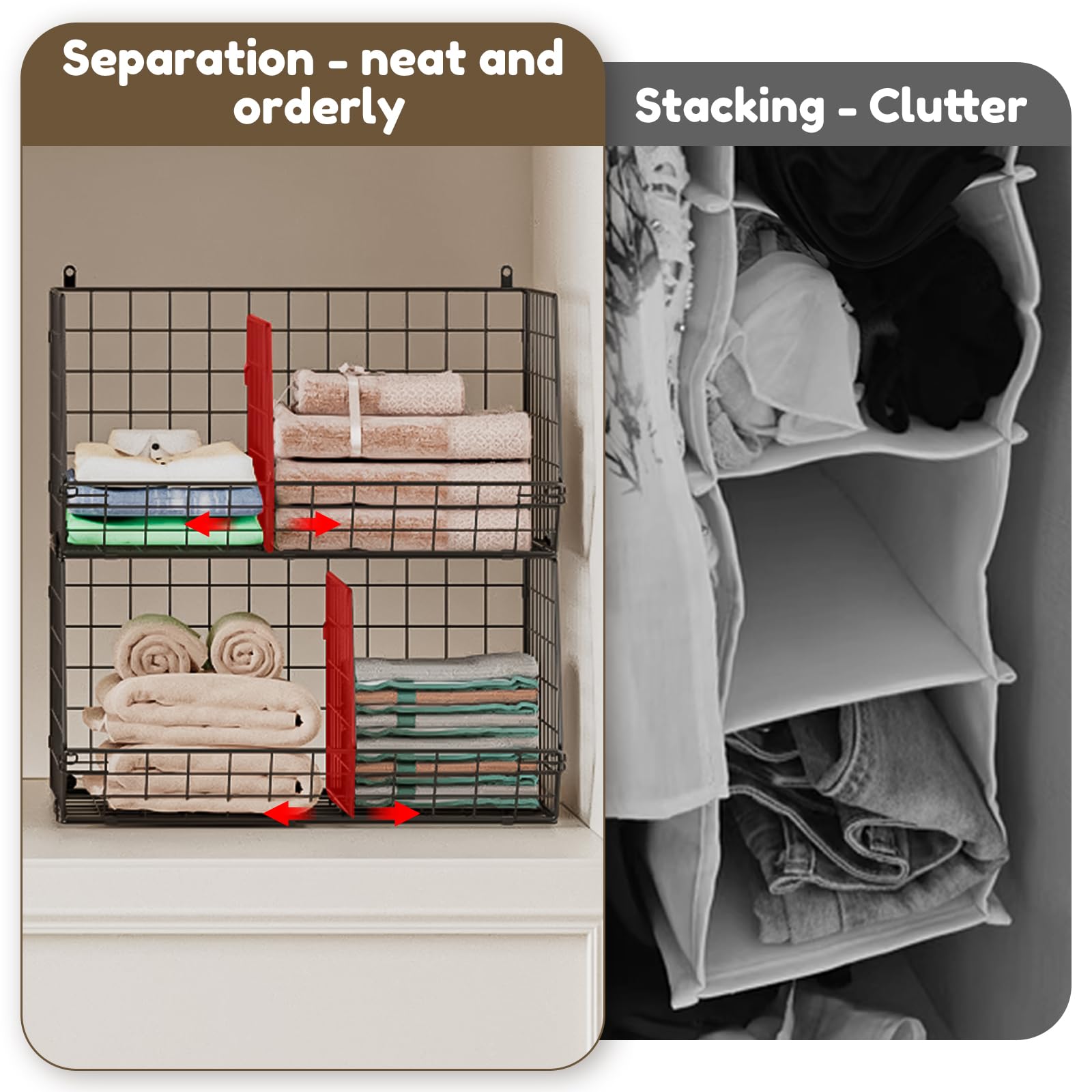 4 Tier Hanging Closet Organizer with Dividers (4 Count)