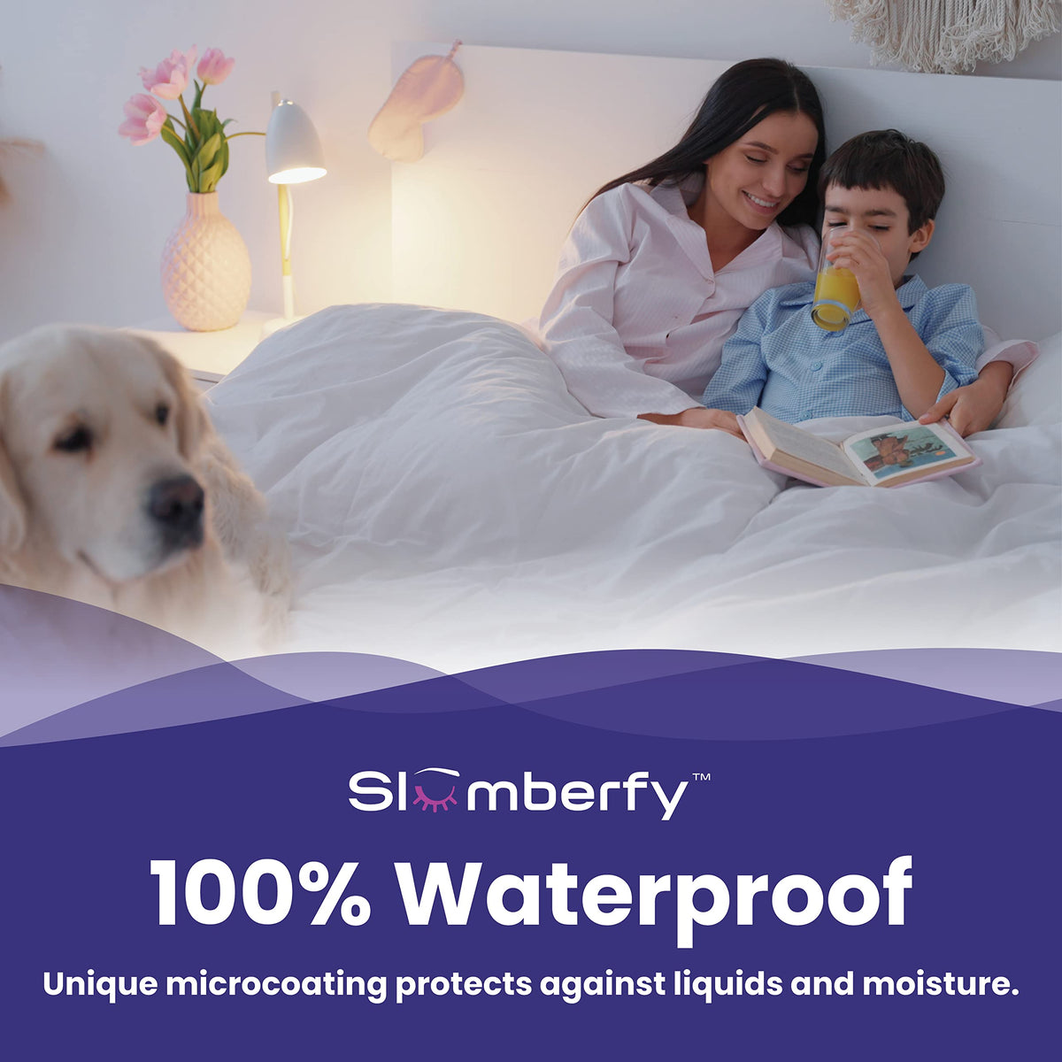 Queen Size Waterproof Cooling Mattress Protector by Slumberfy