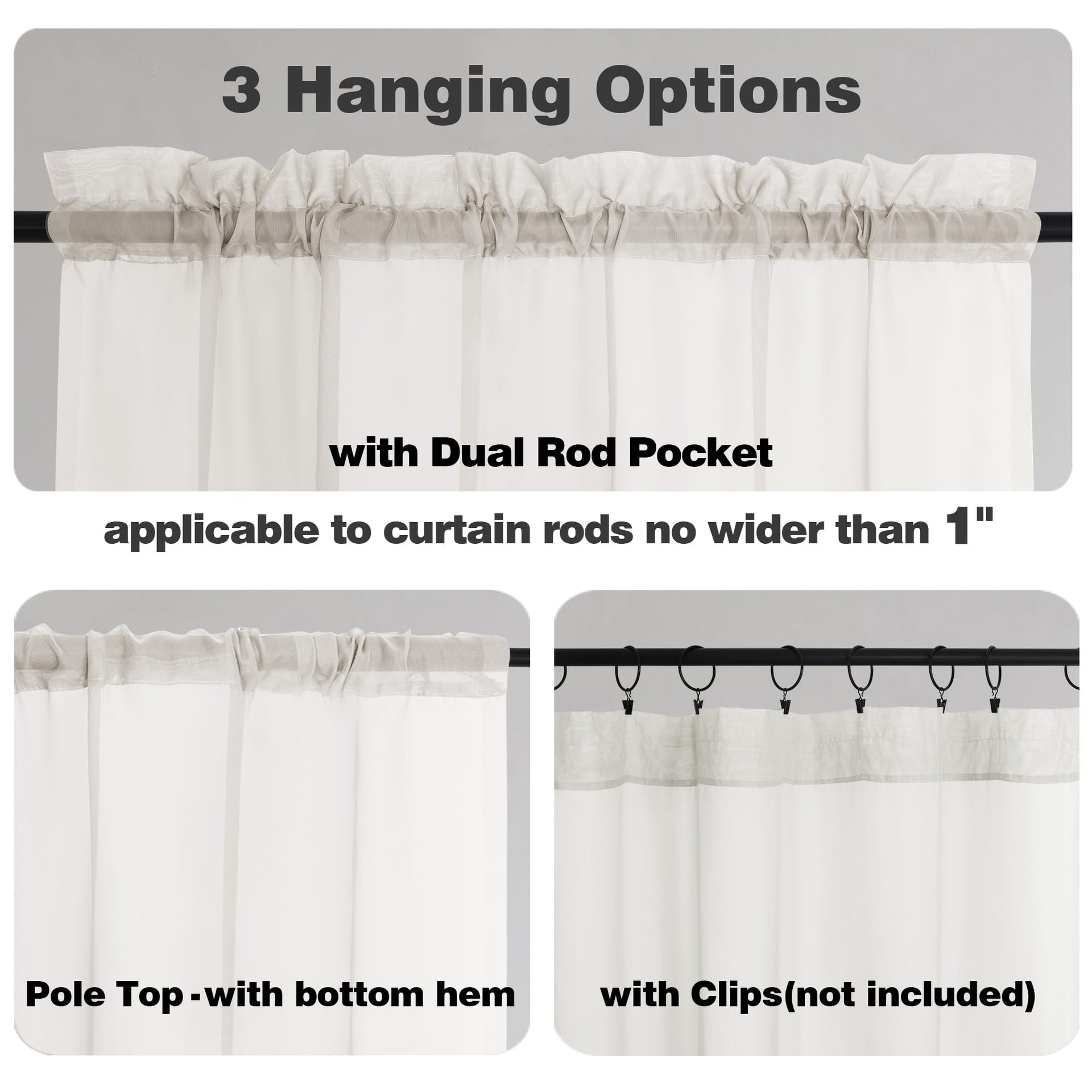 Extra Long Ivory Sheer Curtains 120 Inches Long 2 Panels (2 Count)
