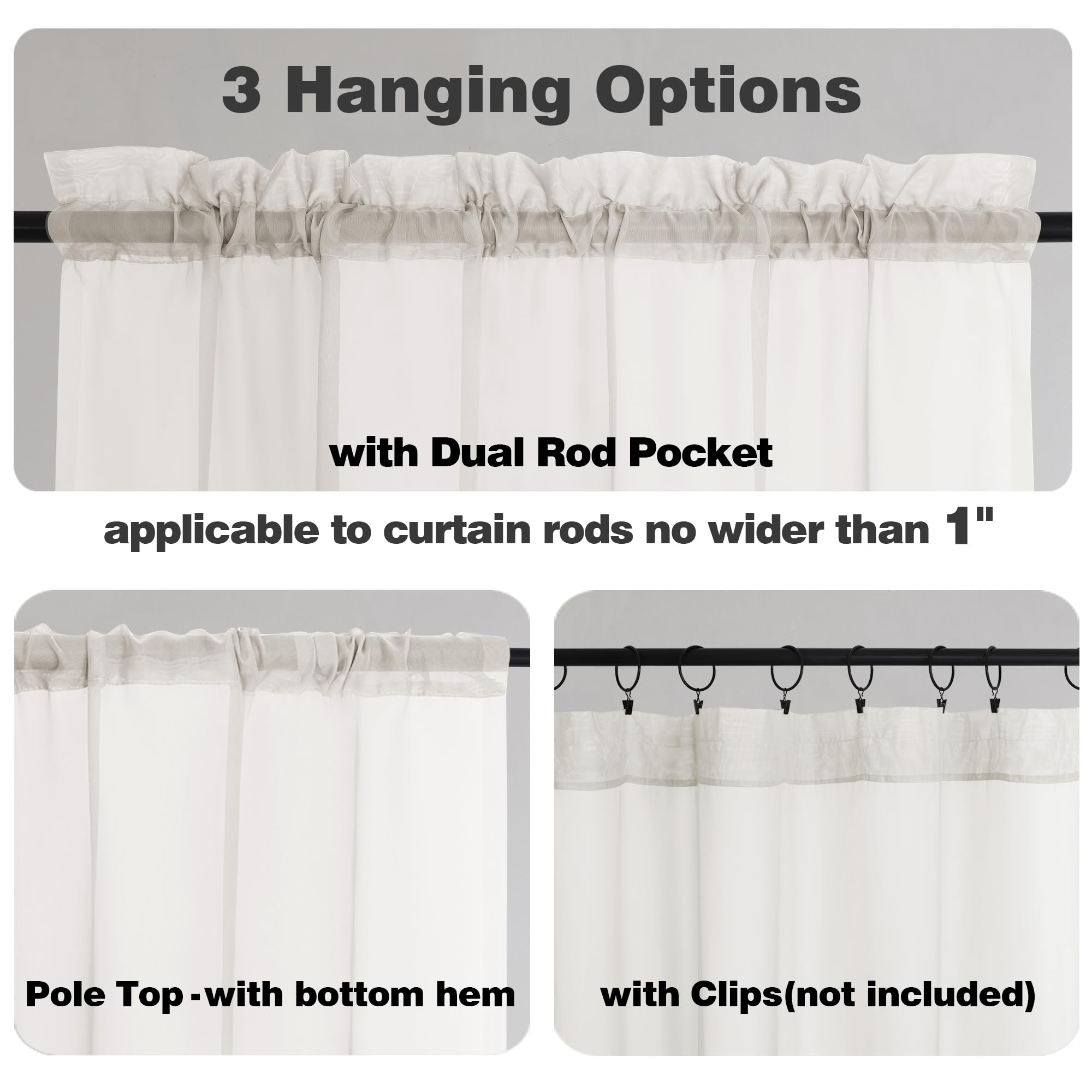 Extra Long Ivory Sheer Curtains 120 Inches Long 2 Panels (2 Count)
