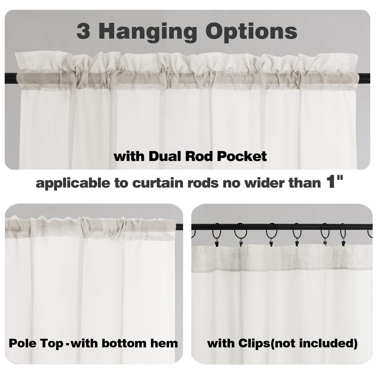 Ivory Sheer Curtains 78 Inches Long 2 Panels Set for Living Room (2 Count)