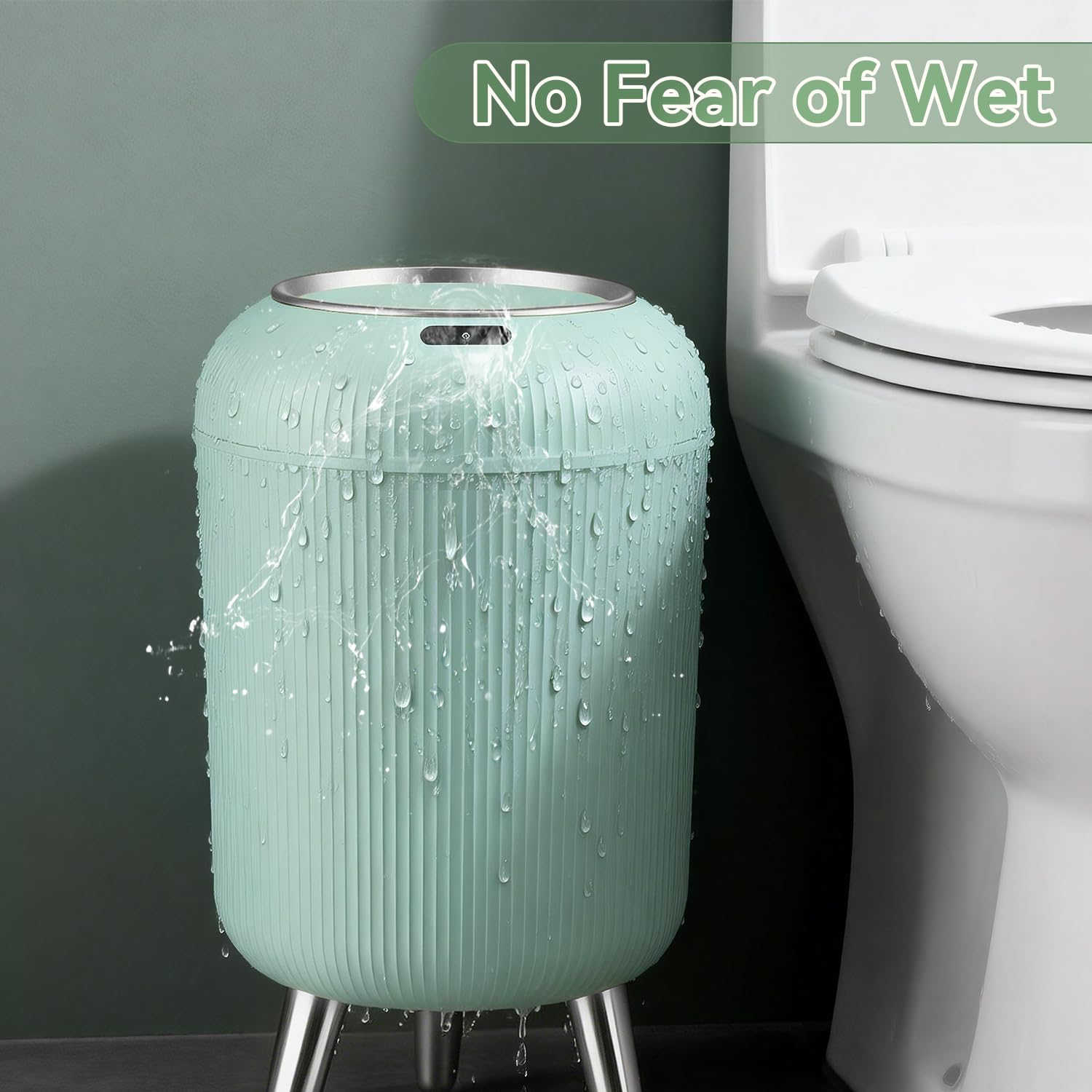 Blue Bathroom Trash Can with Lid
