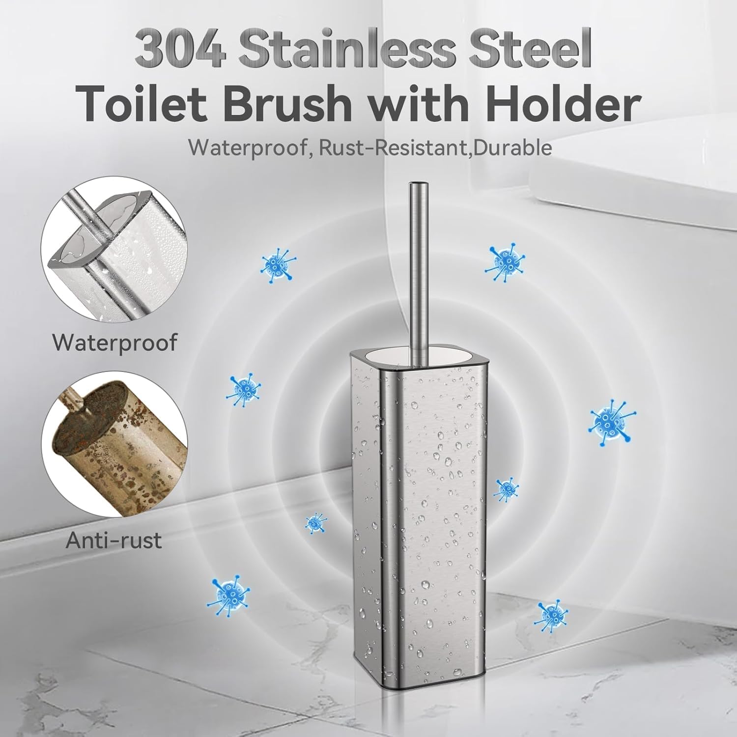 Stainless Steel Toilet Bowl Brush and Holder for Bathroom