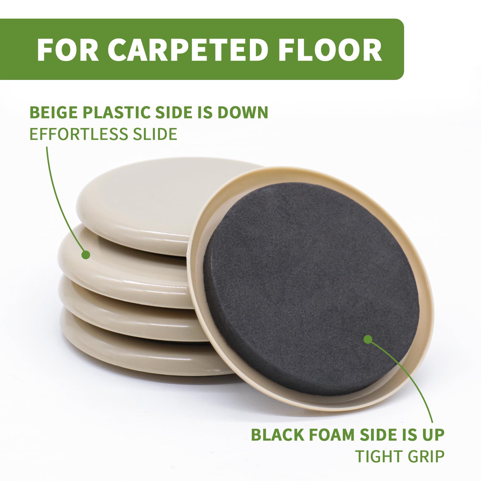 Furniture Sliders for Carpet 16 PCS (16 Count)