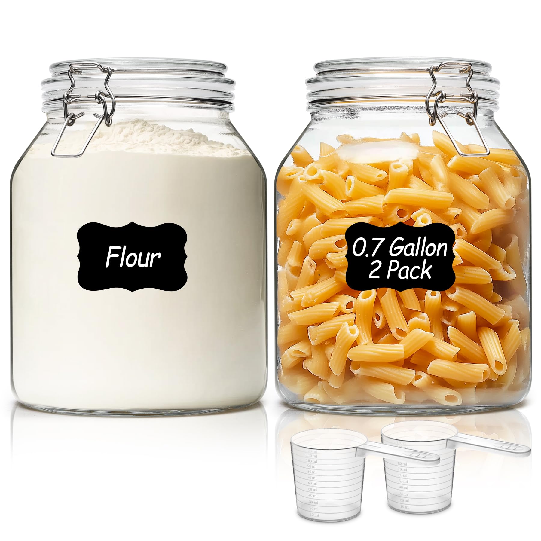 Glass Pantry Jars with Airtight Lids 0.7 Gallon 2 Pack Wide Mouth (2 Count)