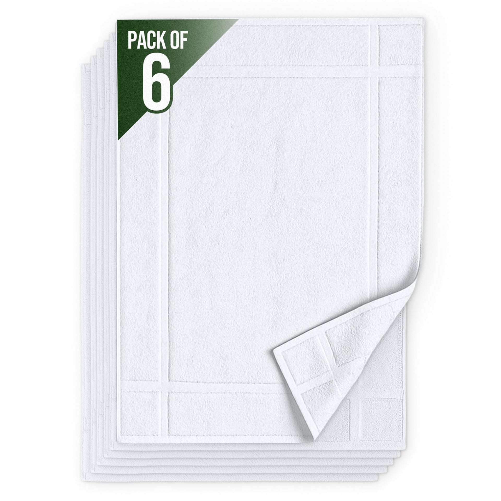Pack of 6 100% Cotton Bath Mat Towels (6 Count)