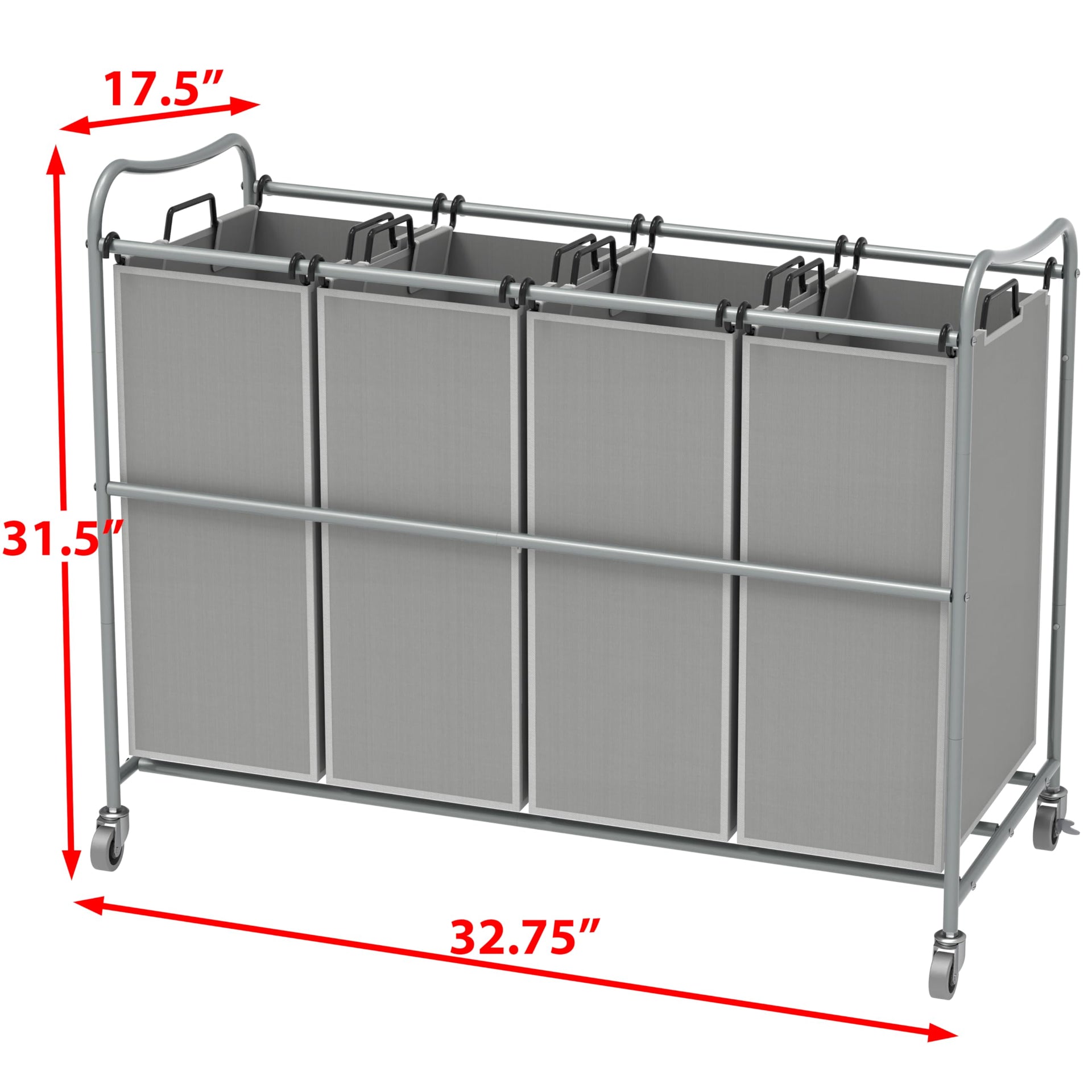 4 Bag Heavy Duty Laundry Sorter Rolling Cart