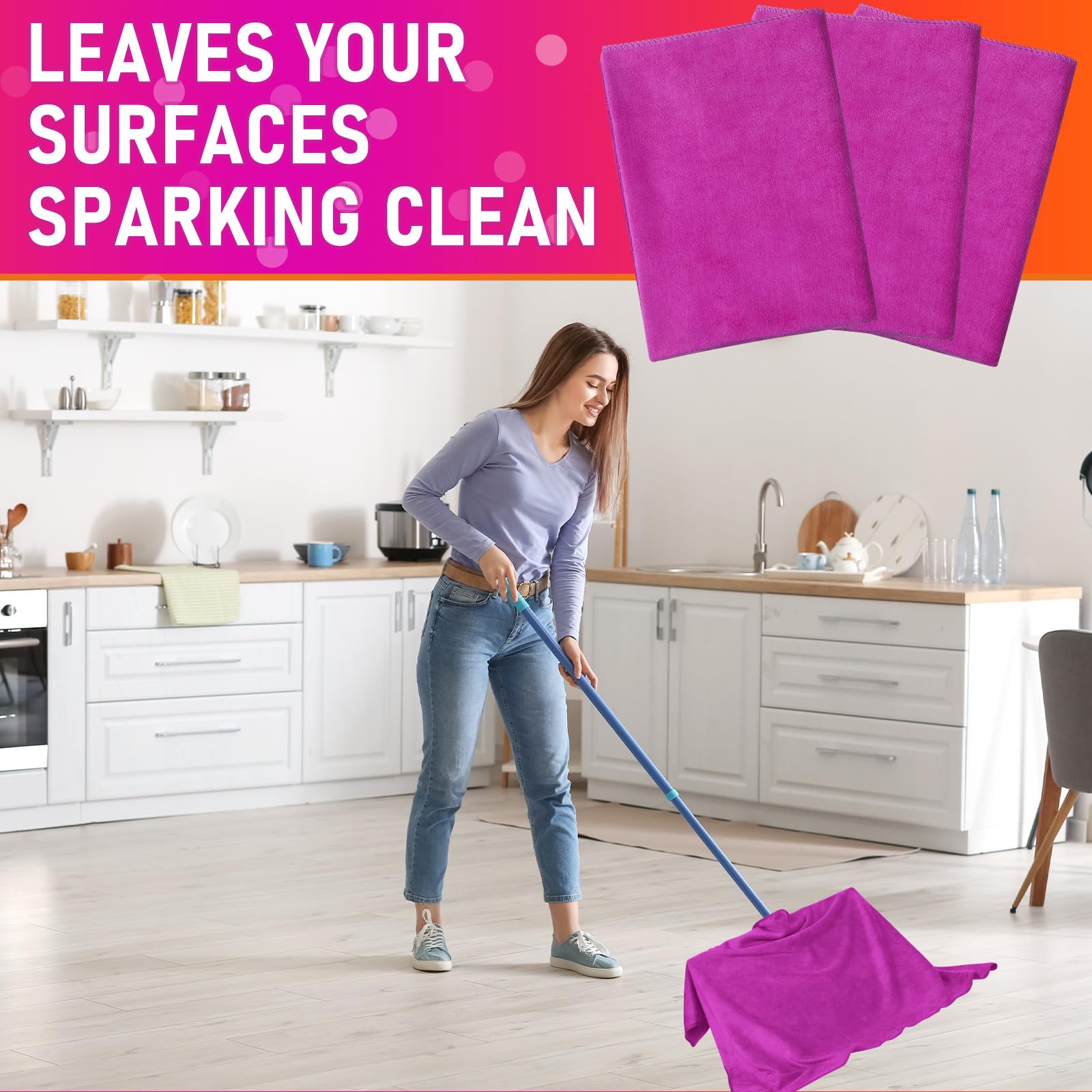 3 Pcs Extra Large Microfiber Cleaning Cloth 30" x 20" Washable Reusable Microfiber Towel Streak Free Lint Free Cloth for Cleaning Home Glass Office Window Bathrooms (3 Count)