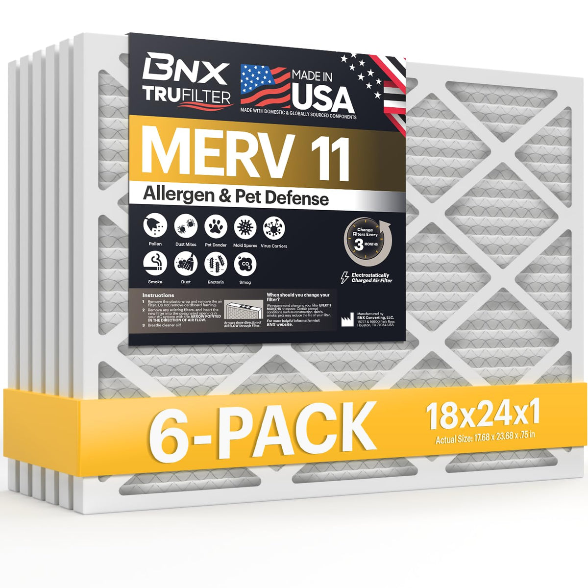 TruFilter 18x24x1 Air Filter MERV 11 (6 Count)