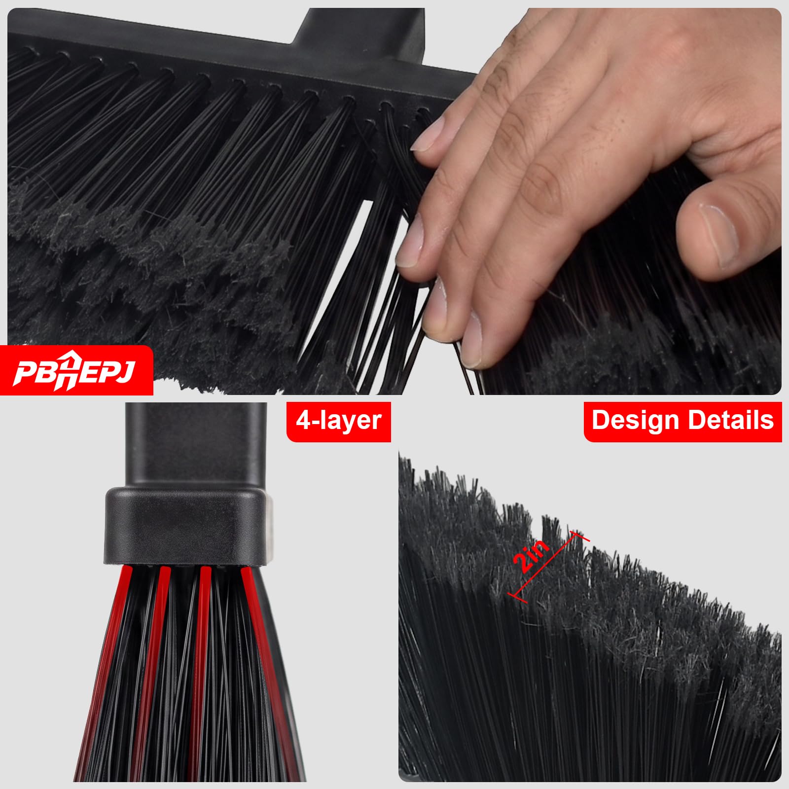 4 Pack Heavy Duty Brooms Outdoor for Floor Cleaning (4 Count)