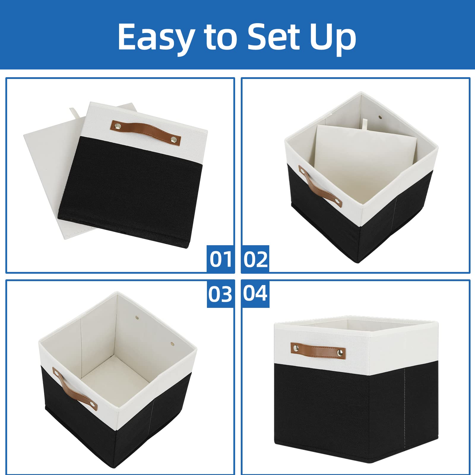11 inch Cube Storage Bin 4 Pack Fabric Storage Cubes for Home