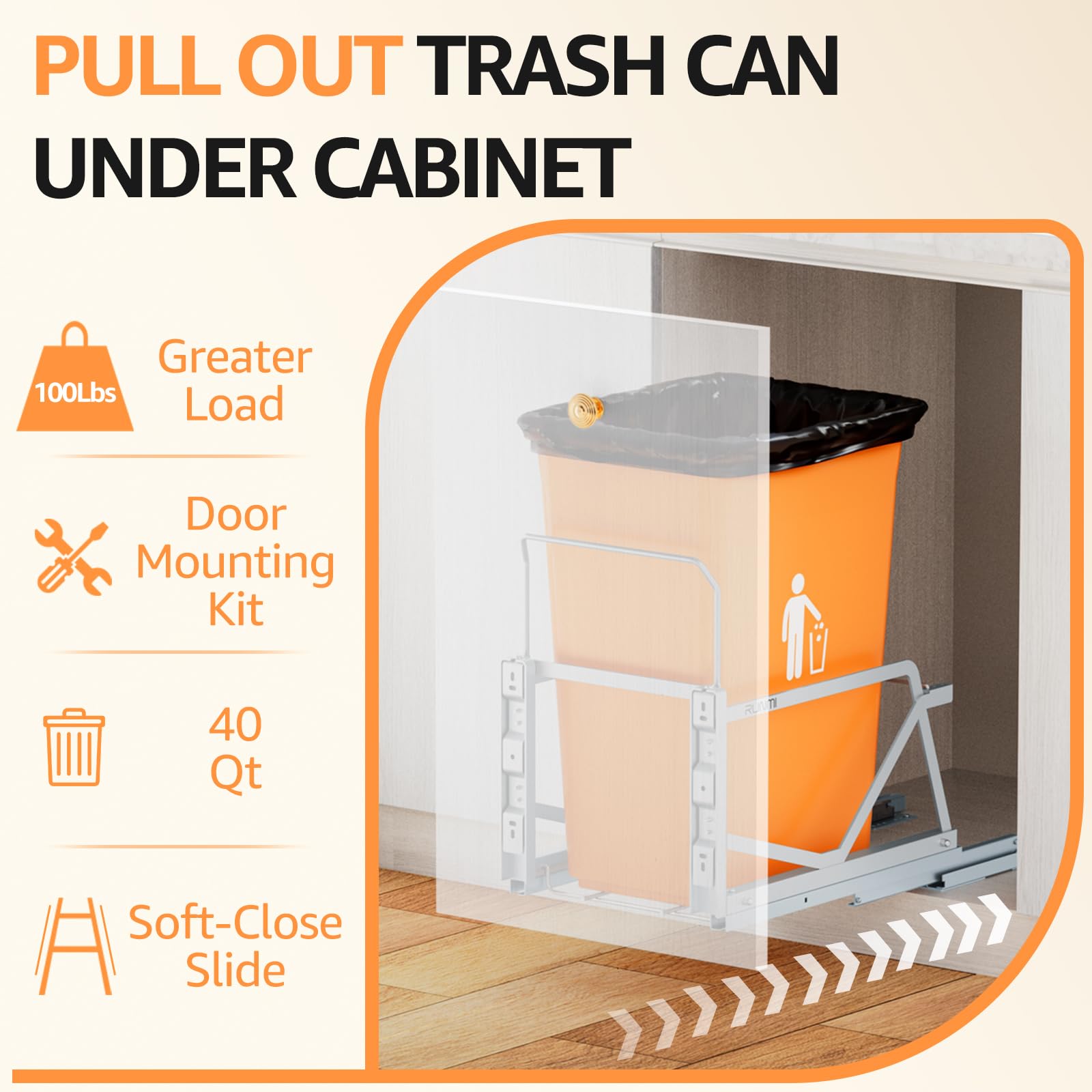 Pull Out Trash Can Under Cabinet Kit (1280 Fl Oz)