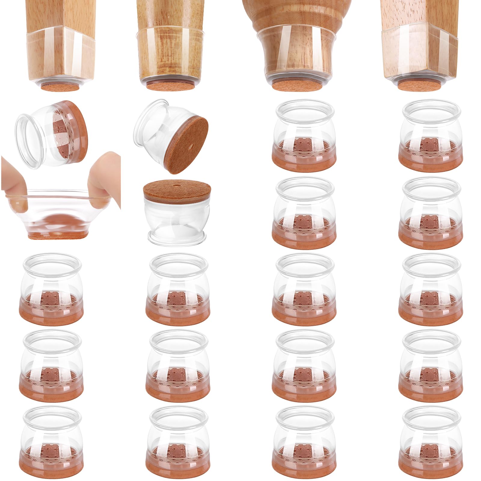 16 Pack Chair Leg Floor Protectors for Hardwood Floors (16 Count)