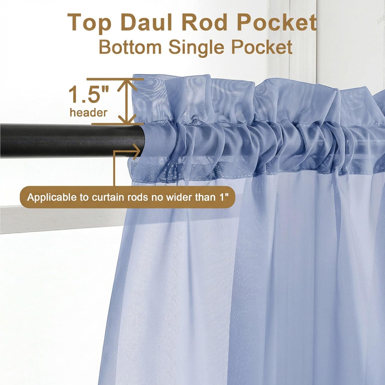 Sheer Curtains 96 inches Long 2 Panels (2 Count)