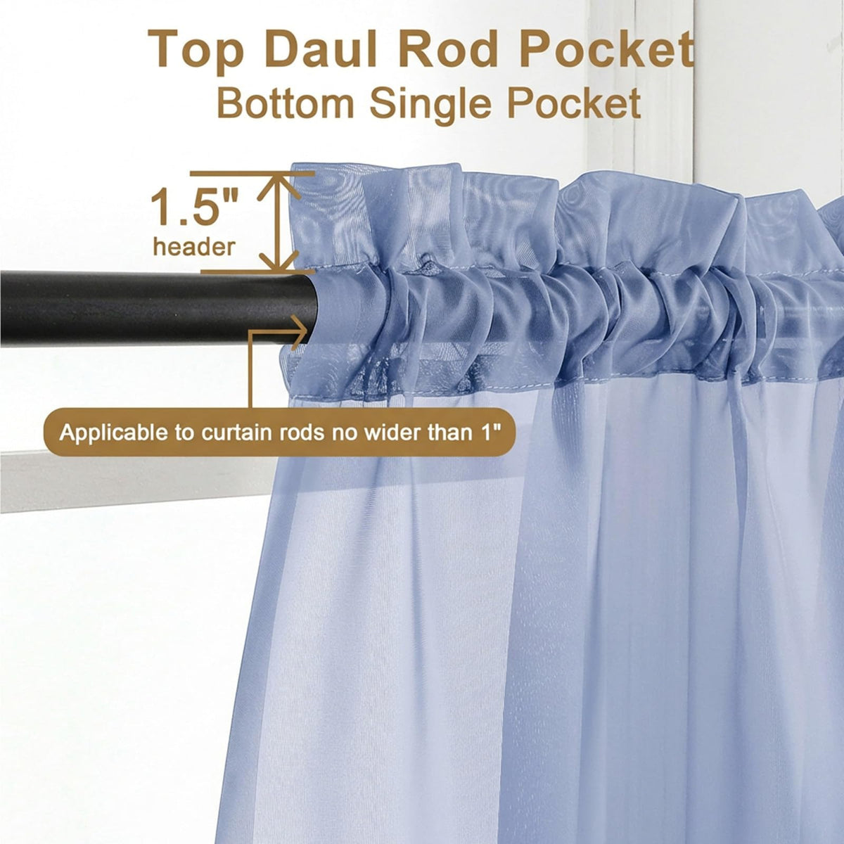 Sheer Curtains 45 Inch Long 2 Panels (2 Count)