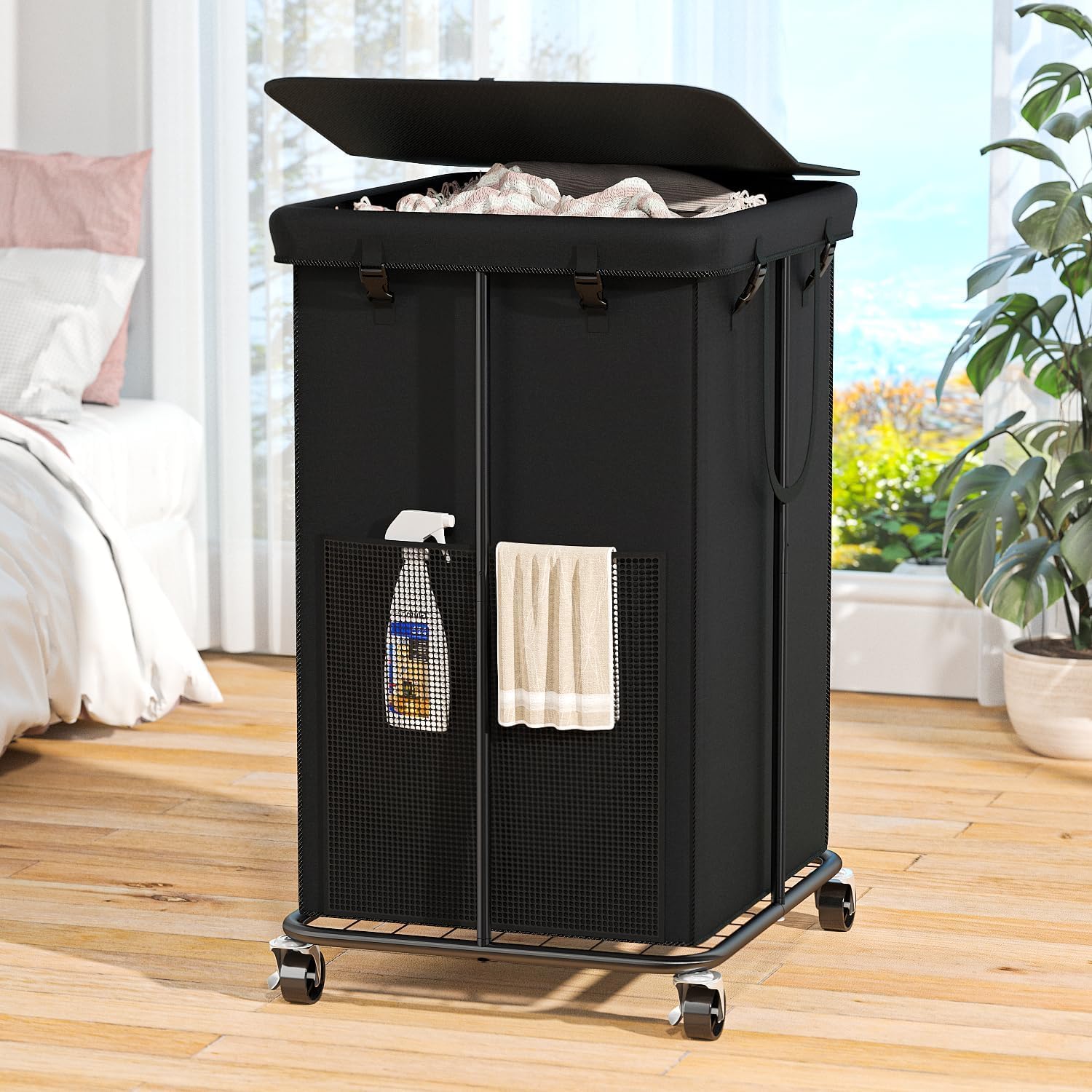 160L Laundry Hamper with Lid & Wheels