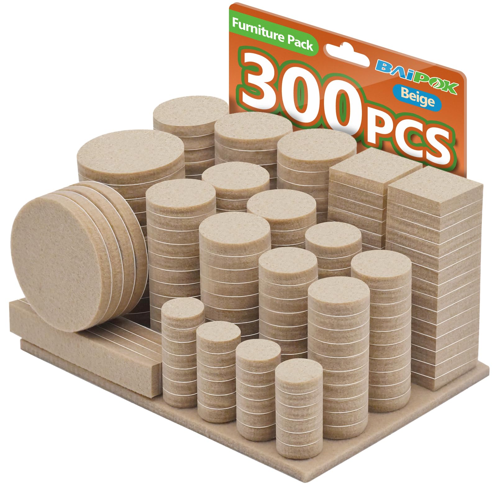Furniture Pads 300 Pack Furniture Felt Pads for Hardwood Floors (300 Count)