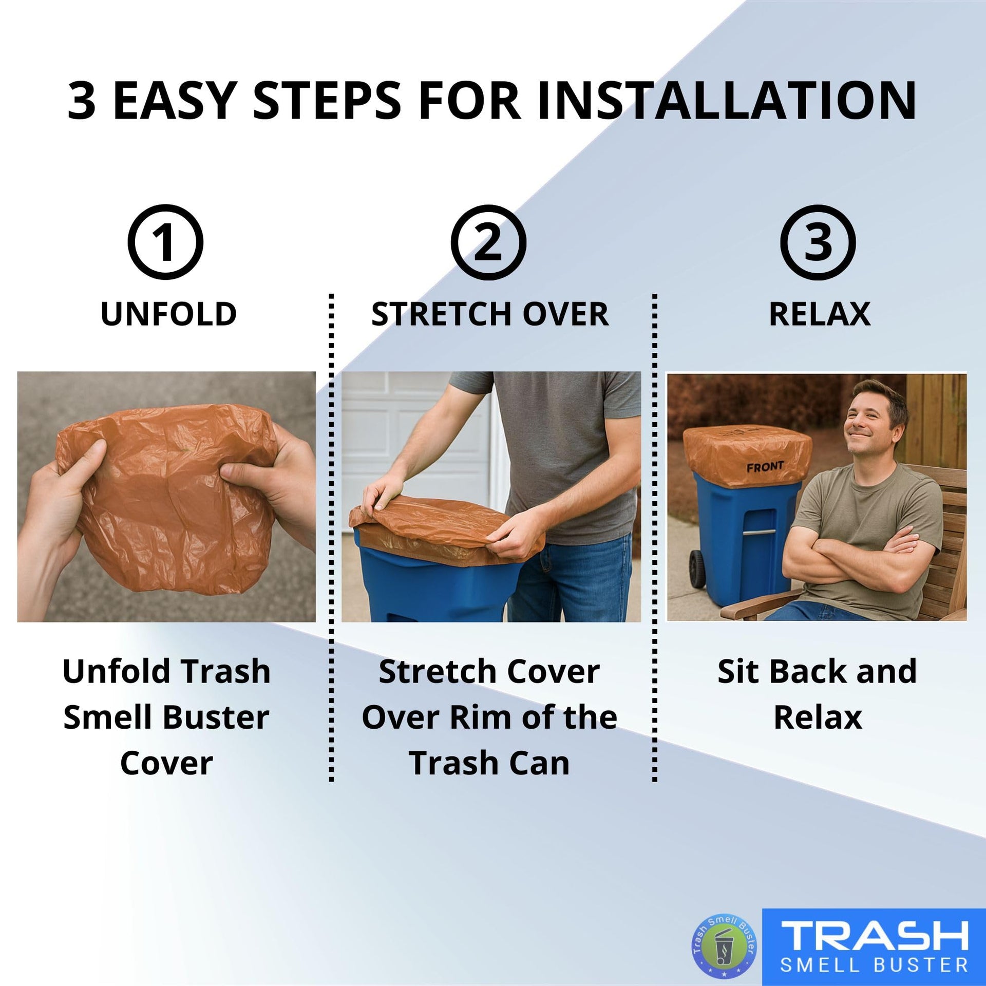 Trash Can Smell Eliminator Cover Odor Eliminating Bag Lemon Scented Durable Chemical Free 45 Gallon 3 Pack (3 Count)
