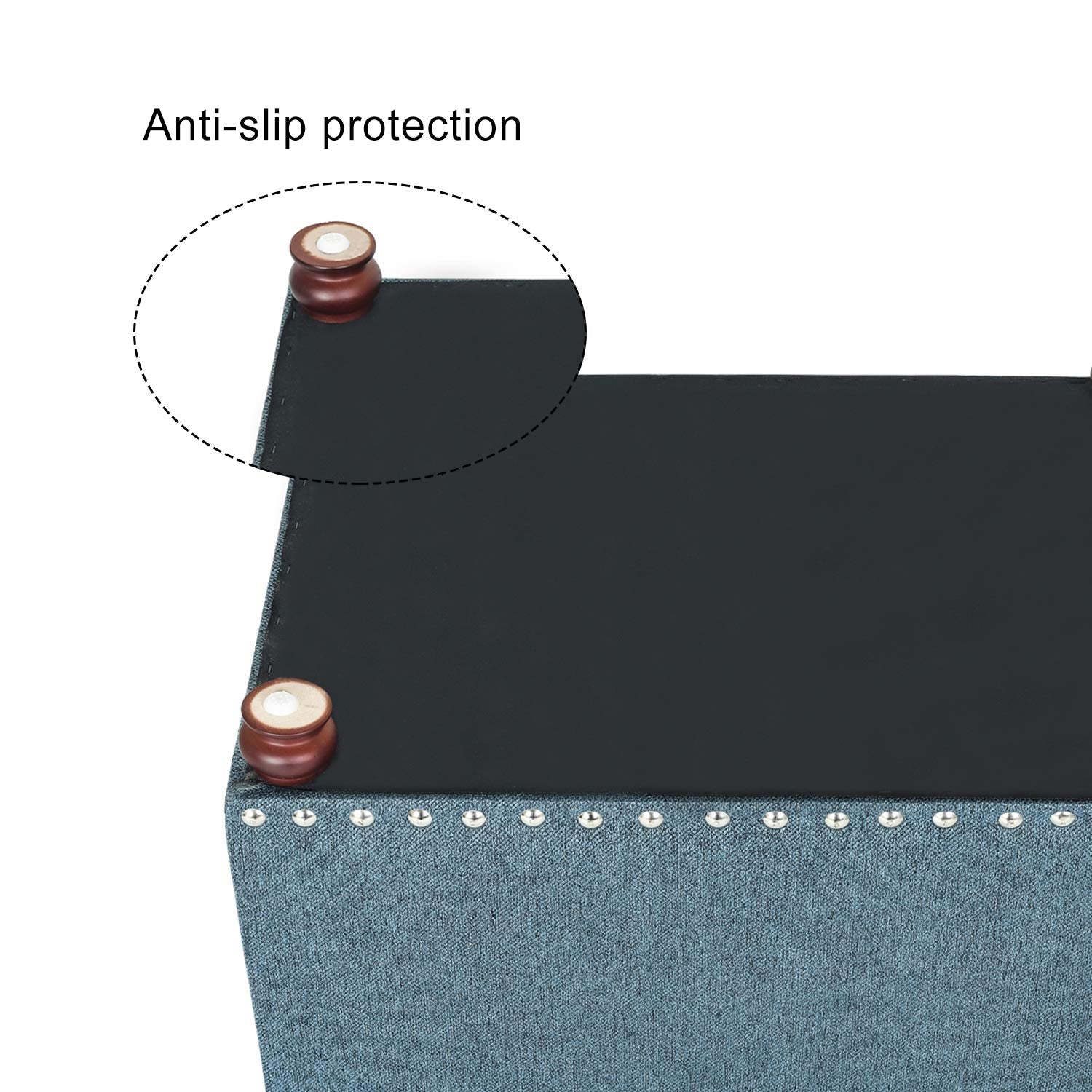 24" Ottoman with Storage for Living Room Rectangular Fabric Tufted Bench Footrest Toy Chests for Bedroom