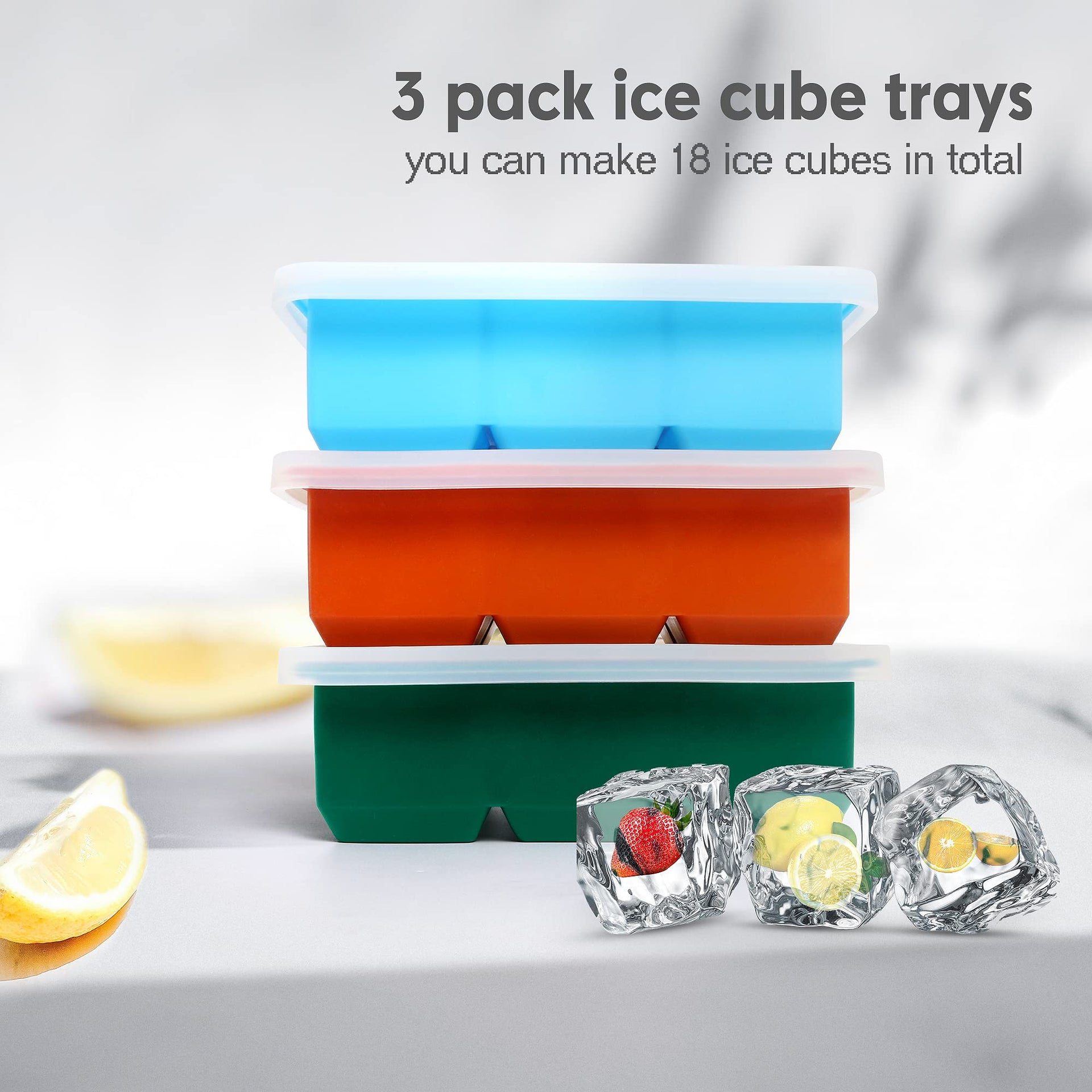 Silicone Ice Cube Trays 3 Pack (3 Count)