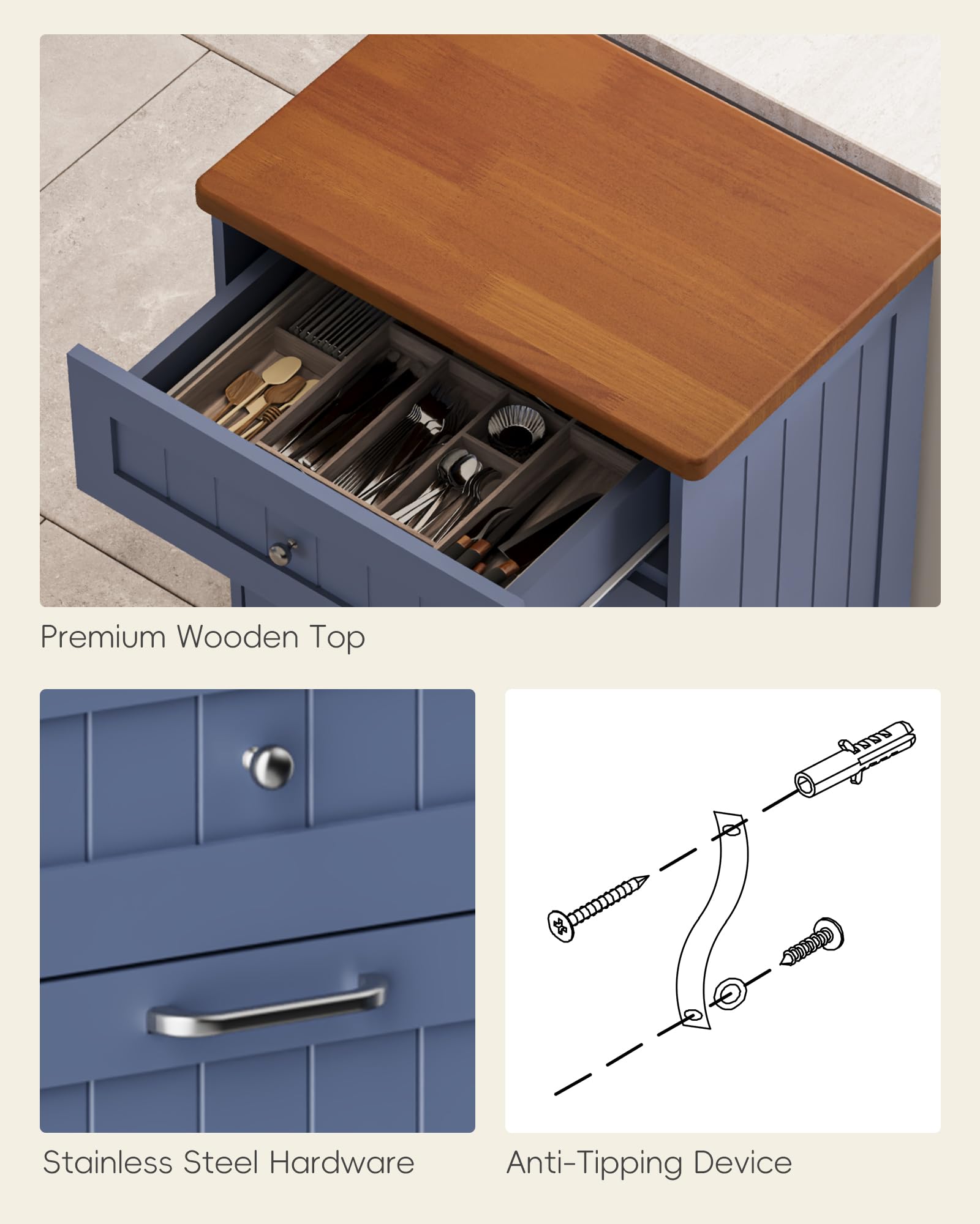 10 Gallon Tilt Out Trash Cabinet with Big Storage Drawer