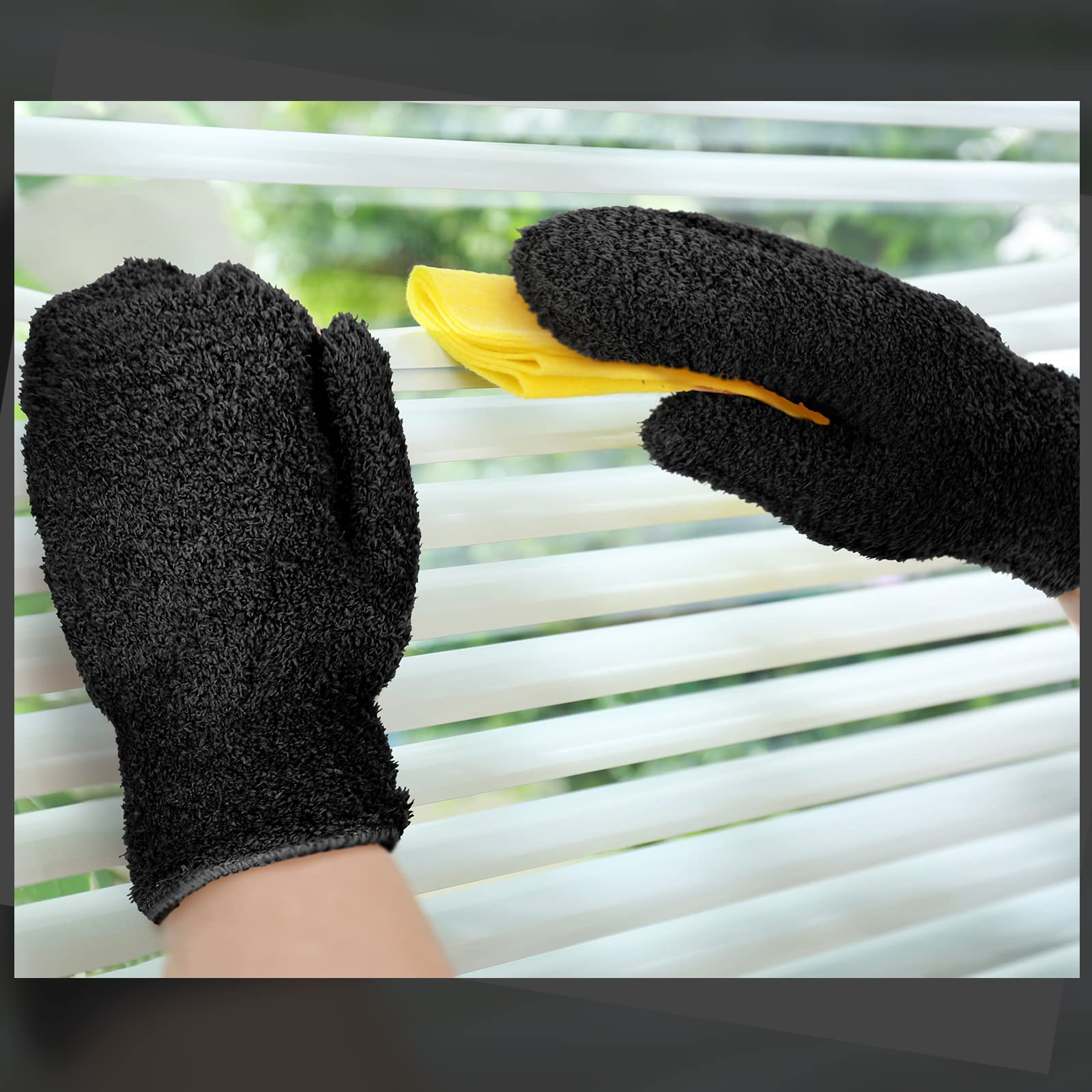 4 Pair Microfiber Dusting Mittens Reusable Women Cleaning Mittens with Thumb for Kitchen