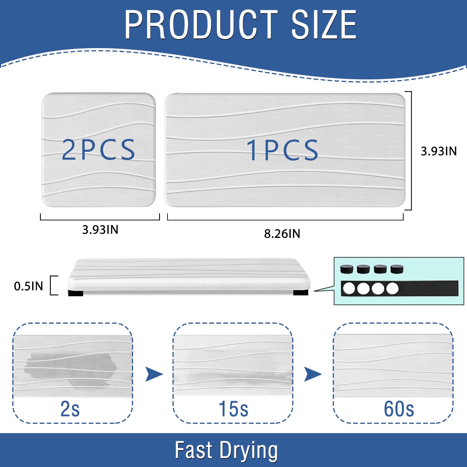 3PCS Water Absorbing Stone Tray (3 Count)